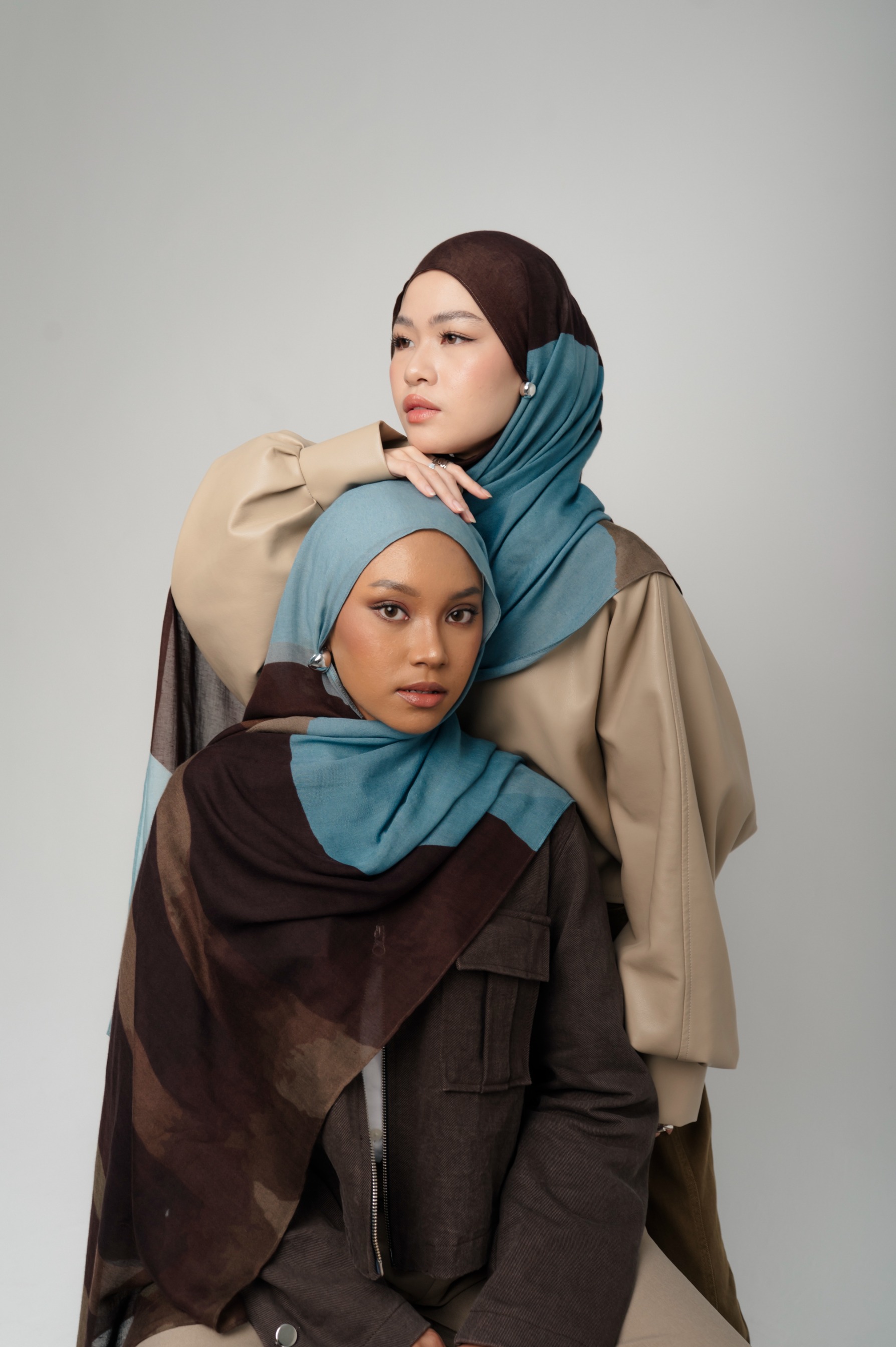 Sora Scarf Cocoa Blue | Pashmina Printed Modals