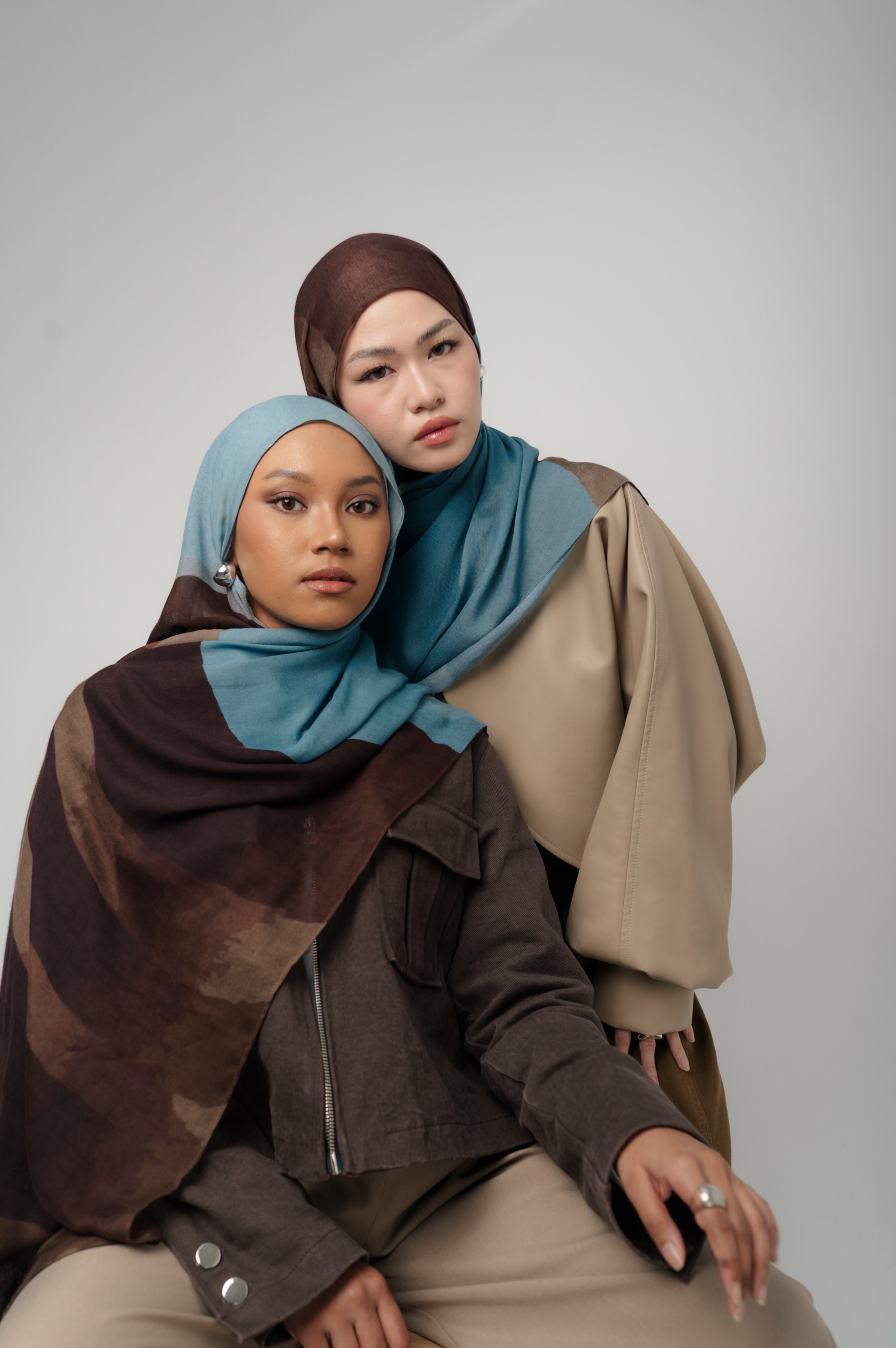 Sora Scarf Cocoa Blue | Pashmina Printed Modals