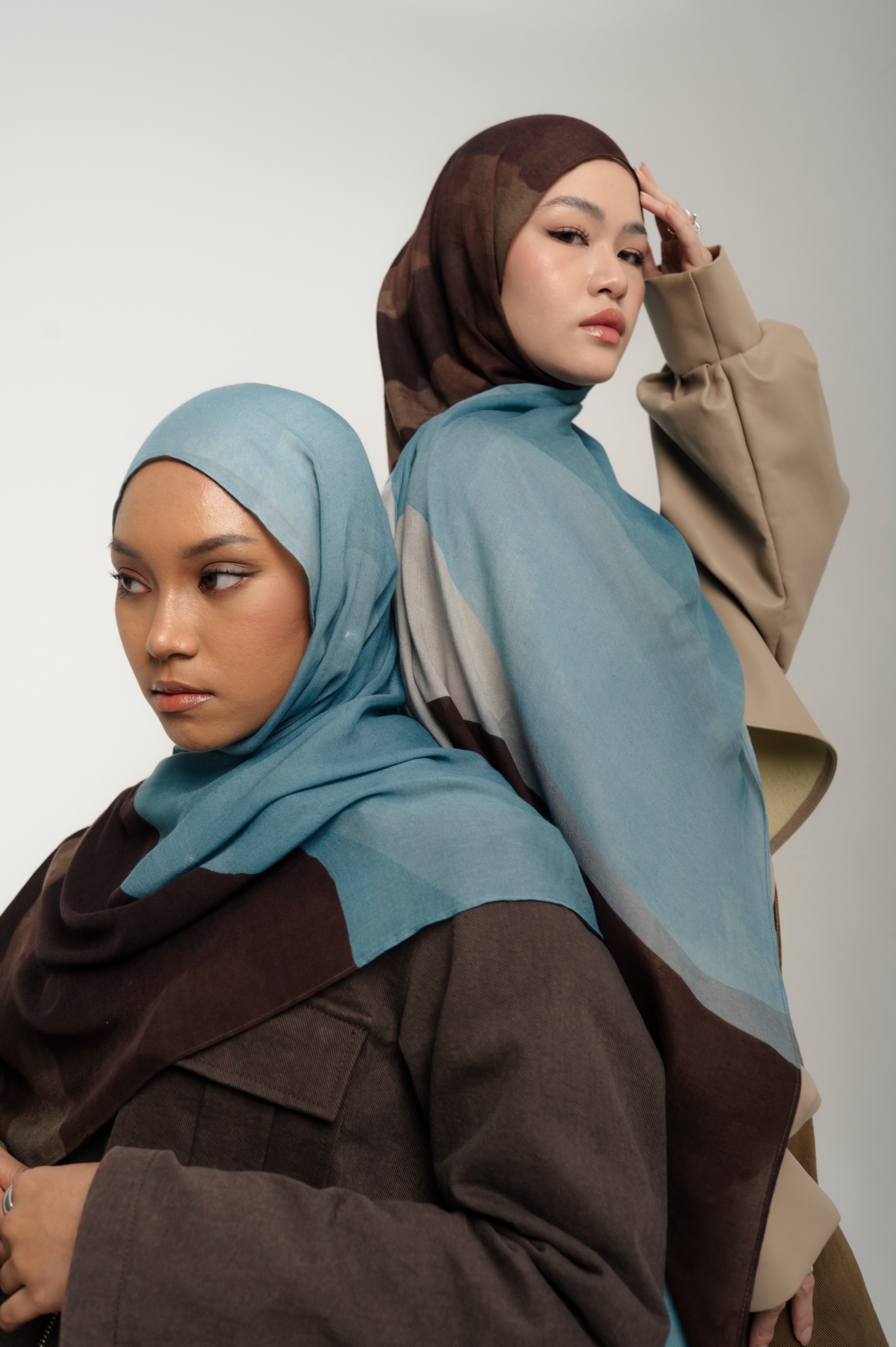 Sora Scarf Cocoa Blue | Pashmina Printed Modals
