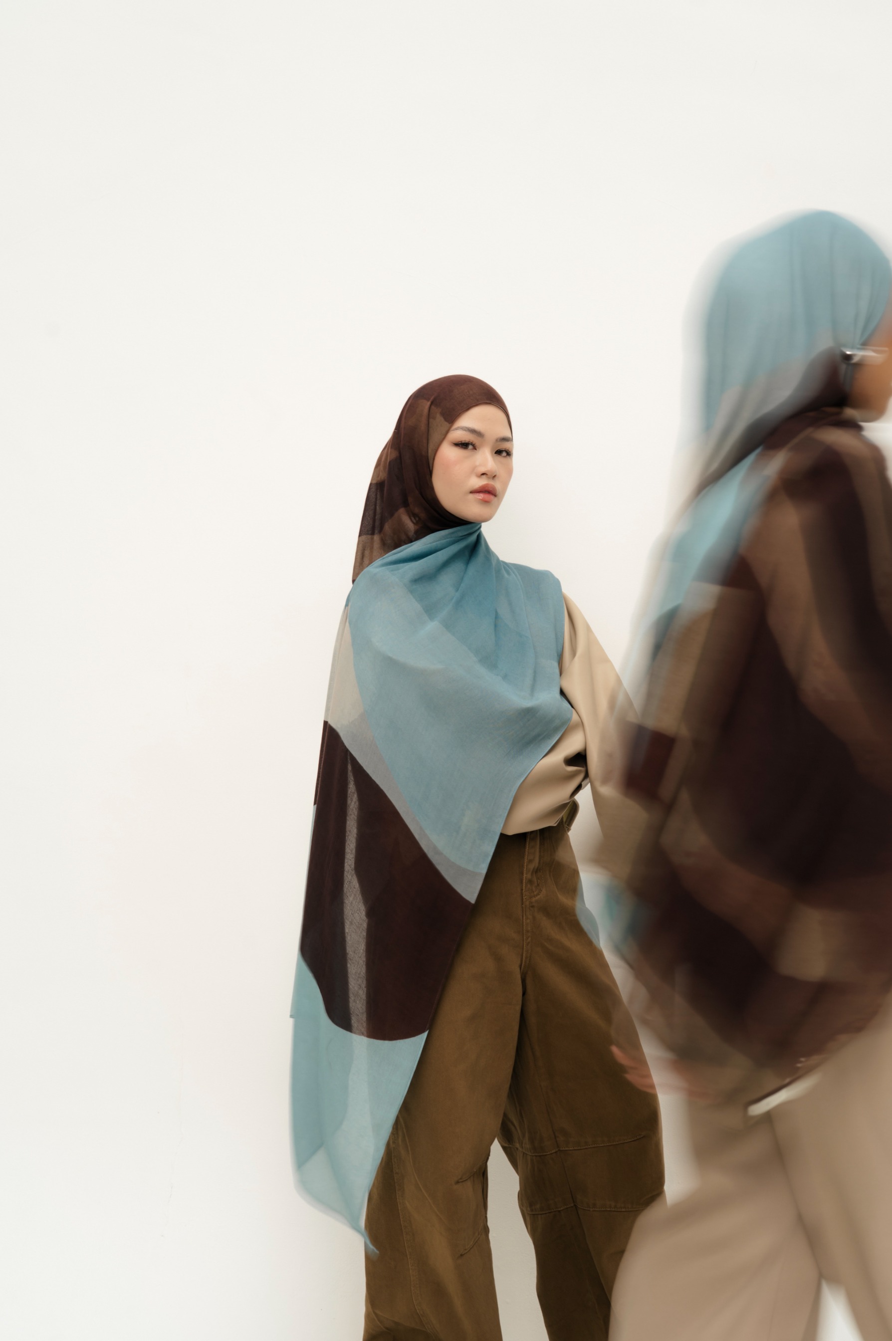 Sora Scarf Cocoa Blue | Pashmina Printed Modals