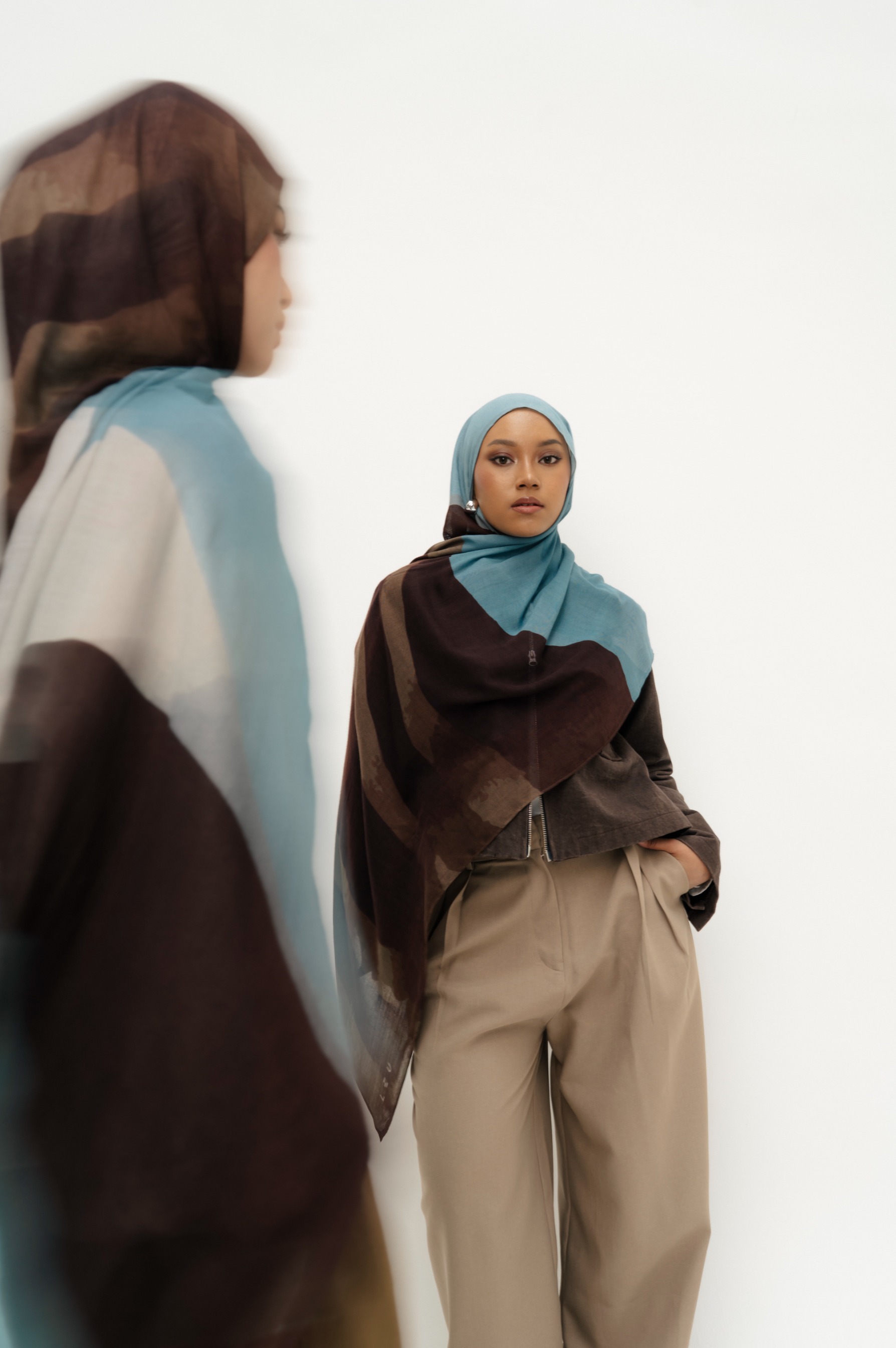 Sora Scarf Cocoa Blue | Pashmina Printed Modals