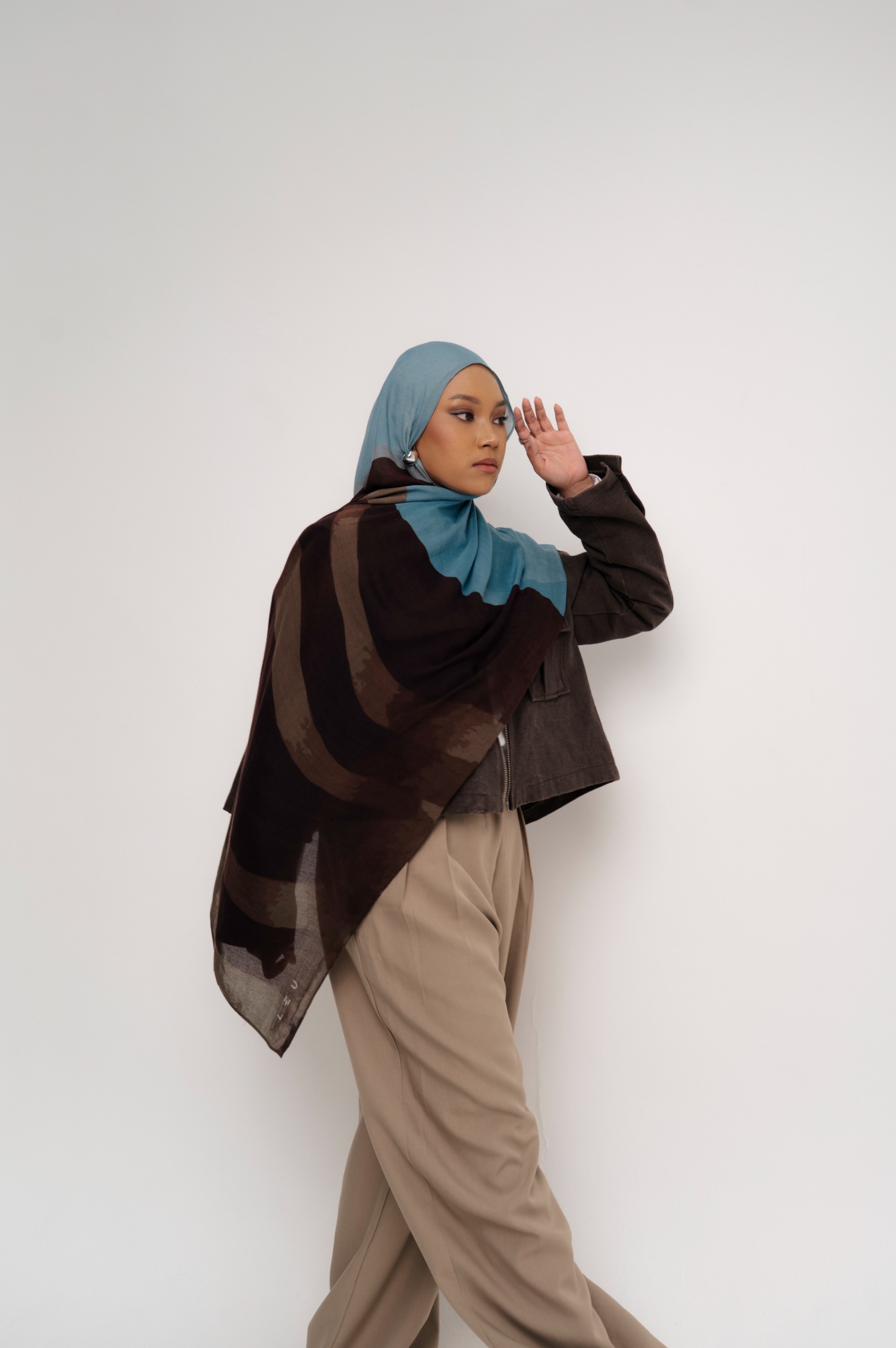 Sora Scarf Cocoa Blue | Pashmina Printed Modals