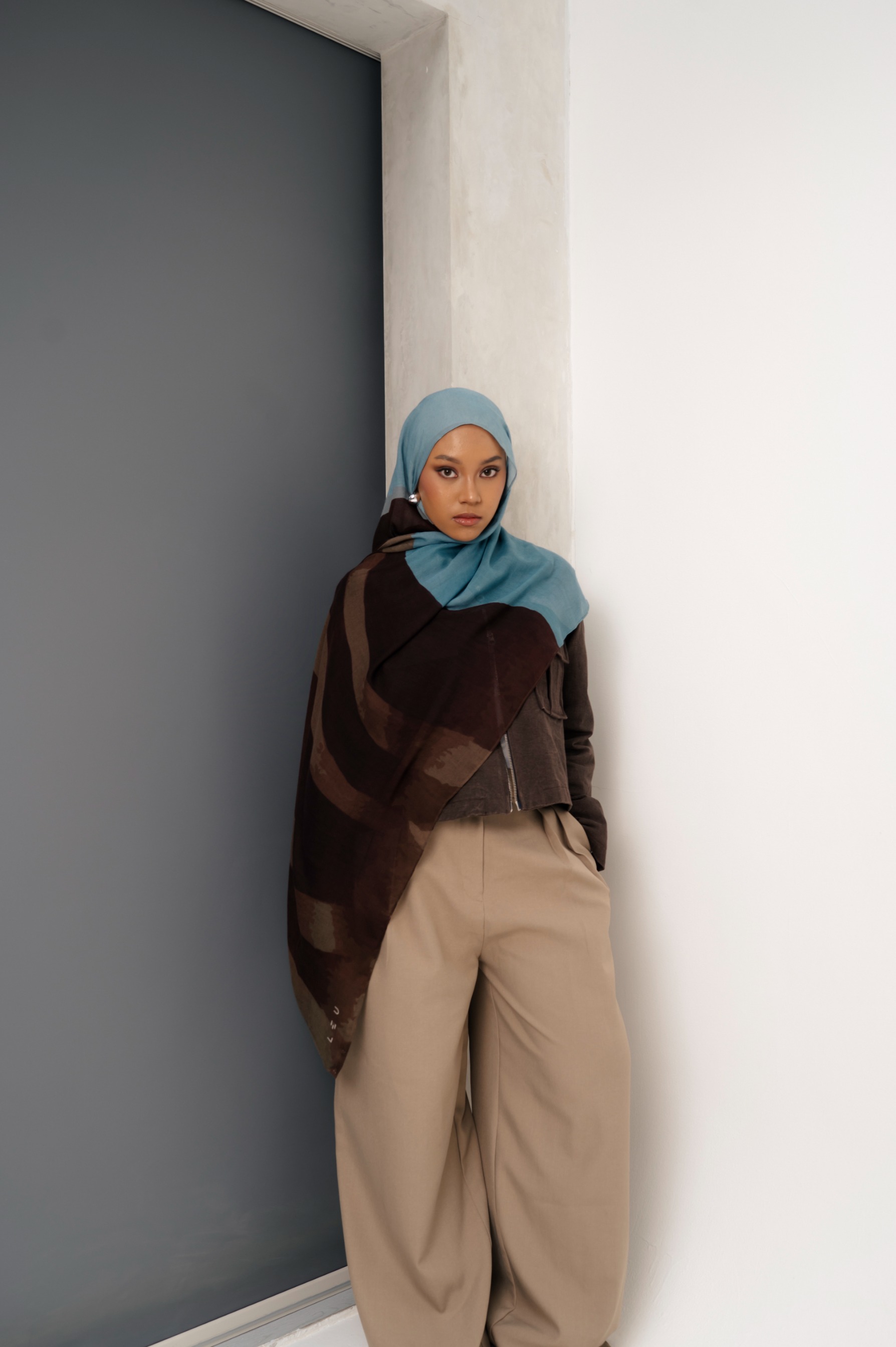 Sora Scarf Cocoa Blue | Pashmina Printed Modals