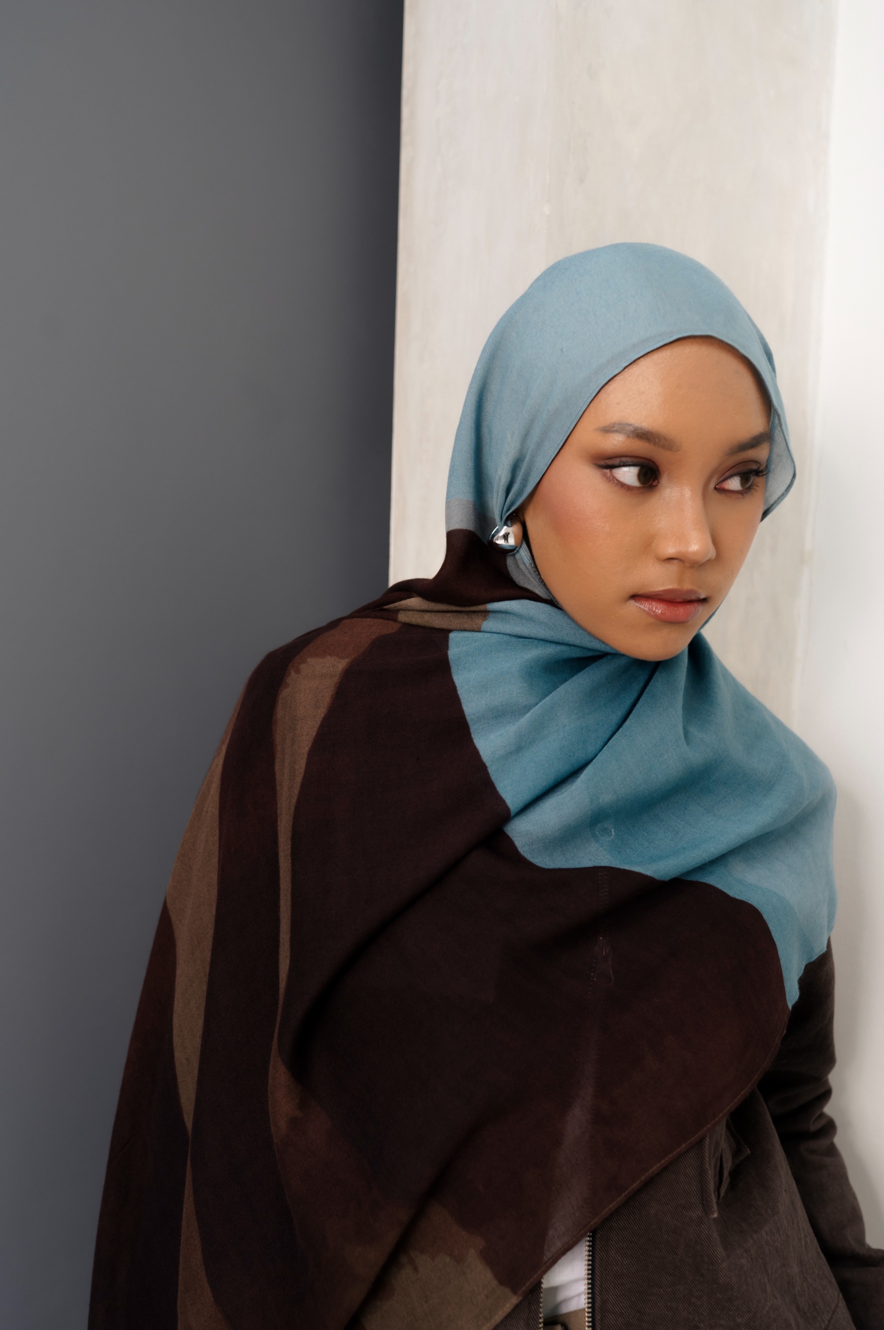 Sora Scarf Cocoa Blue | Pashmina Printed Modals