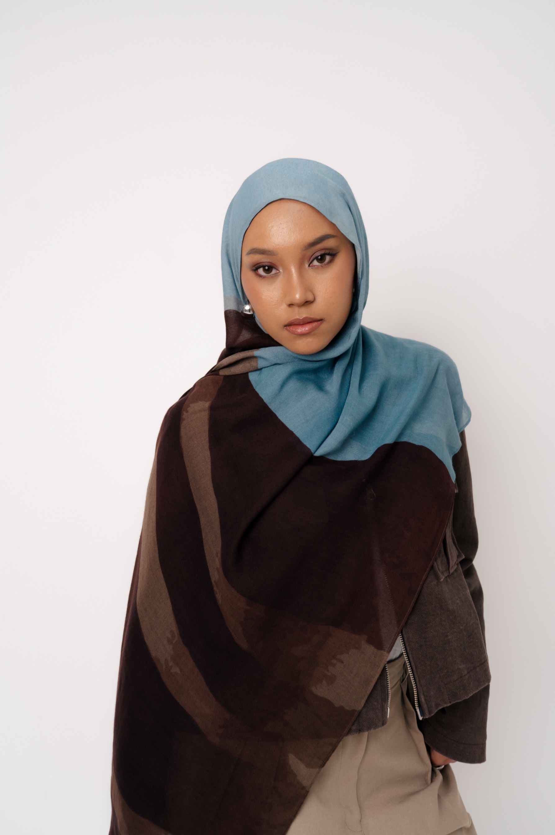 Sora Scarf Cocoa Blue | Pashmina Printed Modals