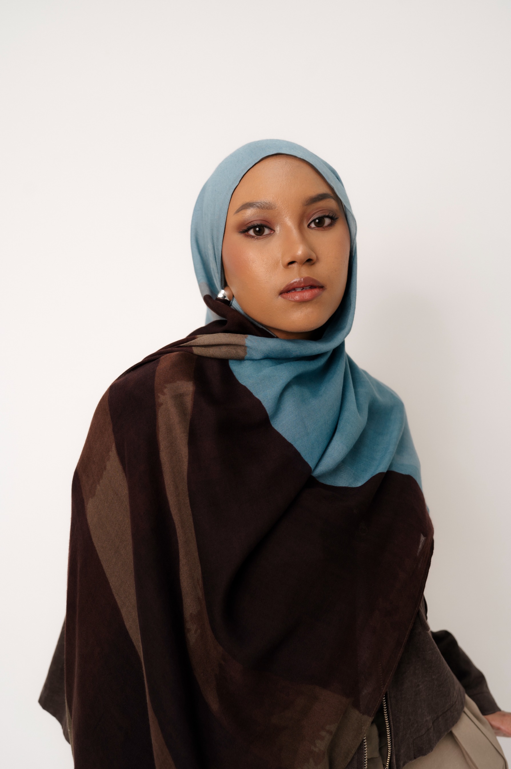 Sora Scarf Cocoa Blue | Pashmina Printed Modals