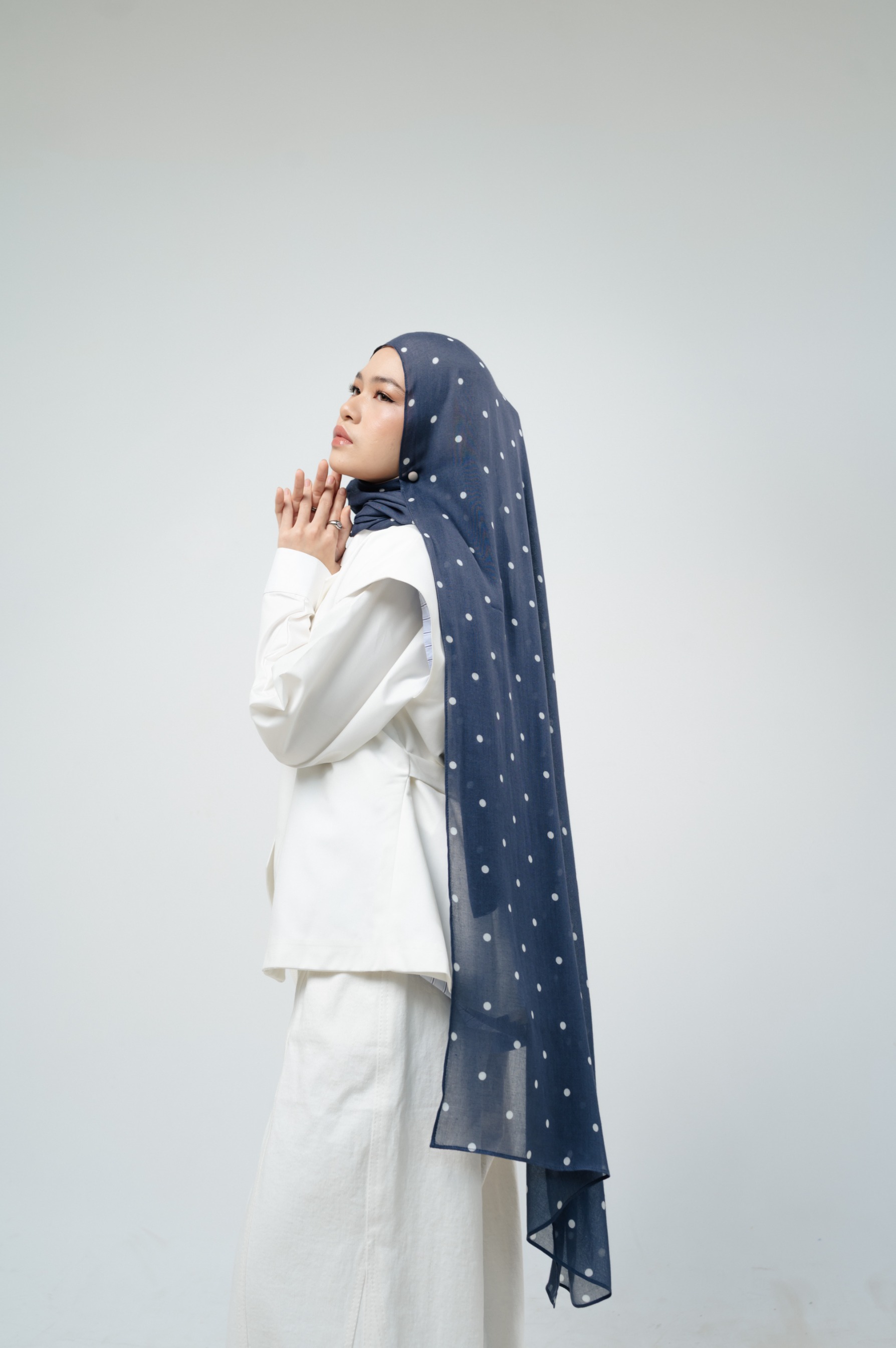 Polkadot Scarf Navy Confetti | Pashmina Printed Modals