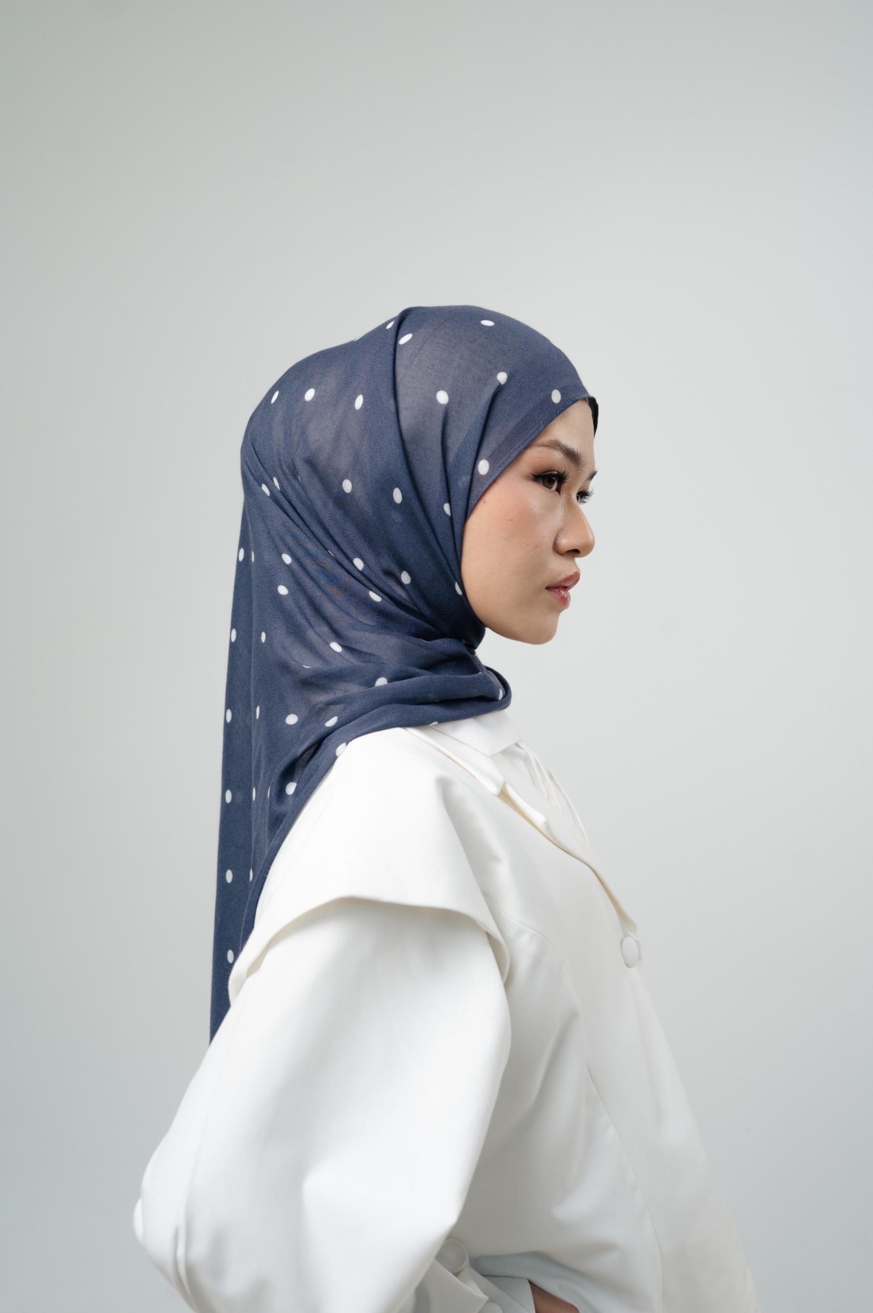 Polkadot Scarf Navy Confetti | Pashmina Printed Modals