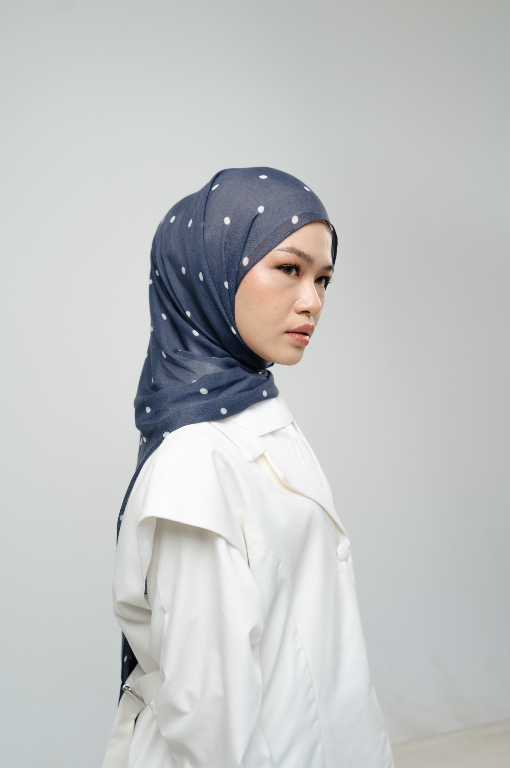Polkadot Scarf Navy Confetti | Pashmina Printed Modals