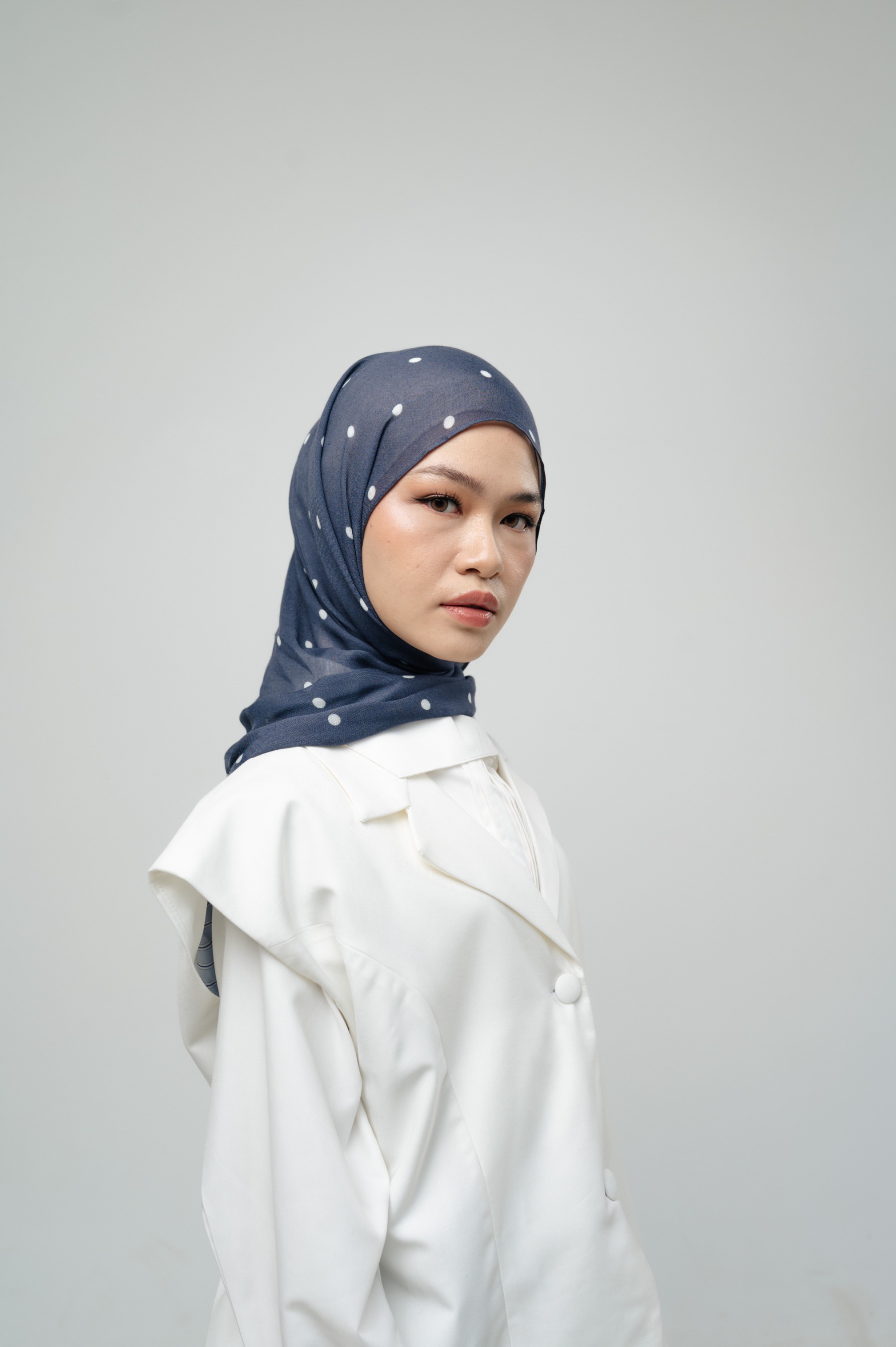 Polkadot Scarf Navy Confetti | Pashmina Printed Modals