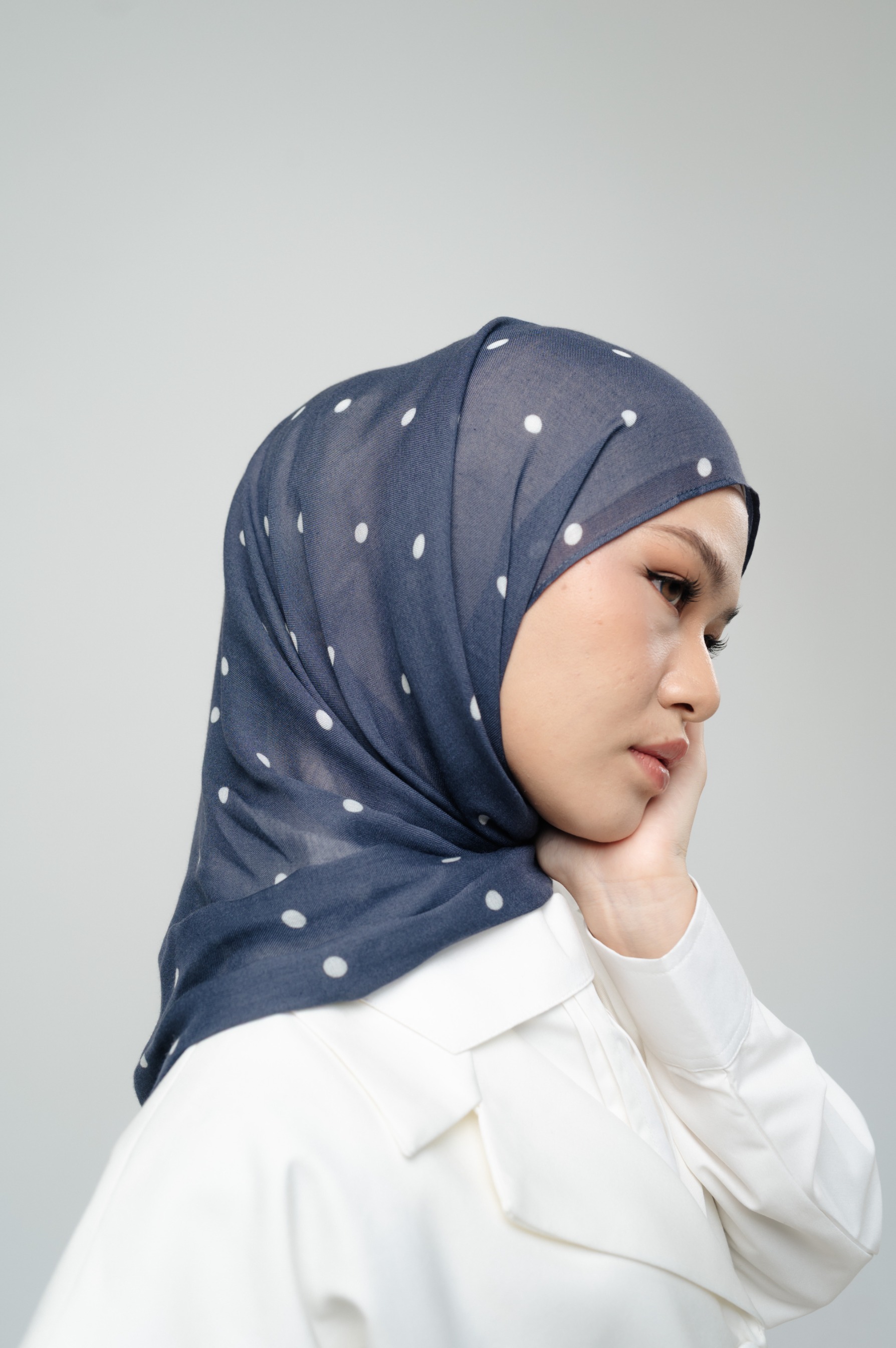 Polkadot Scarf Navy Confetti | Pashmina Printed Modals