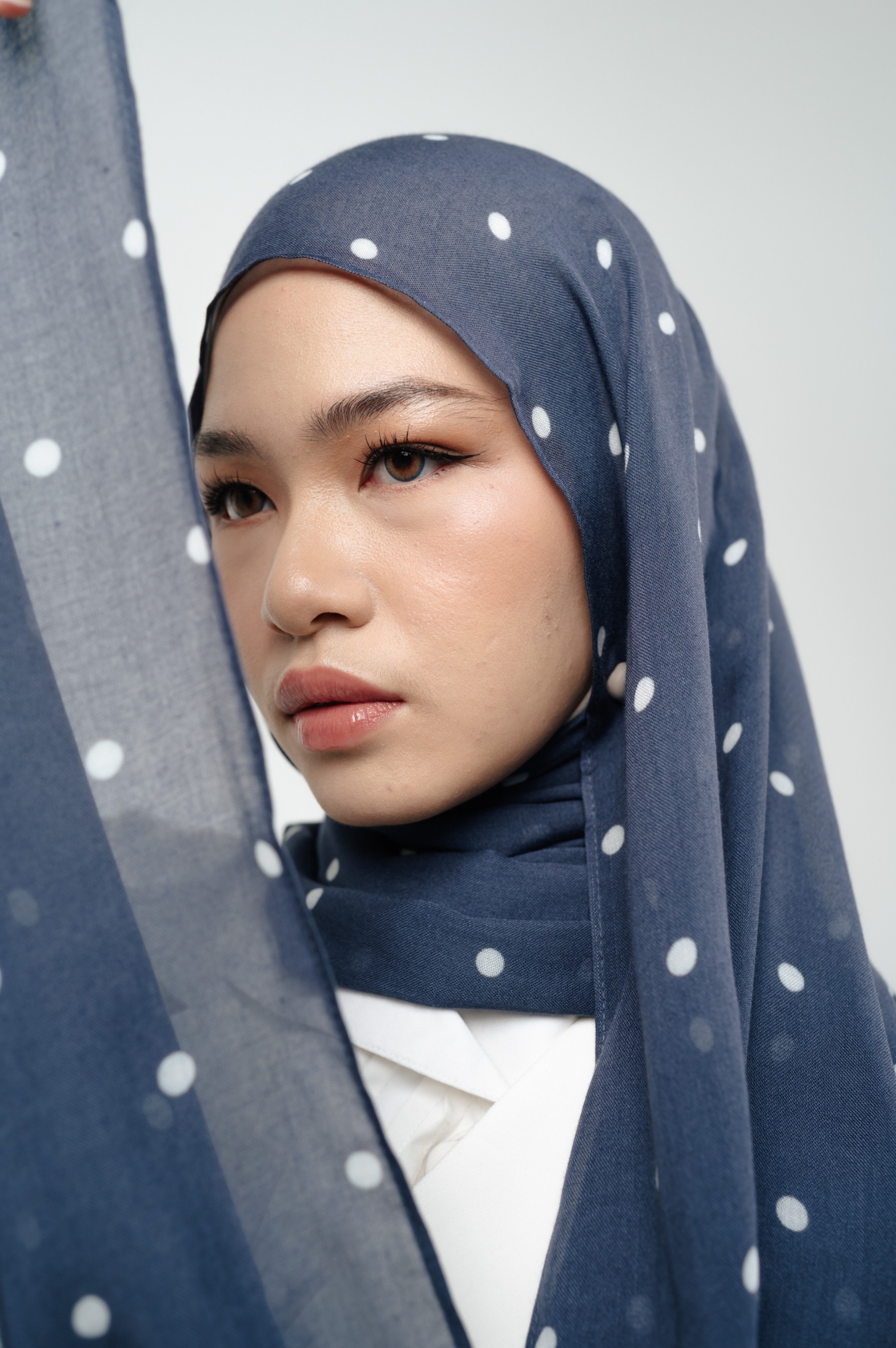 Polkadot Scarf Navy Confetti | Pashmina Printed Modals