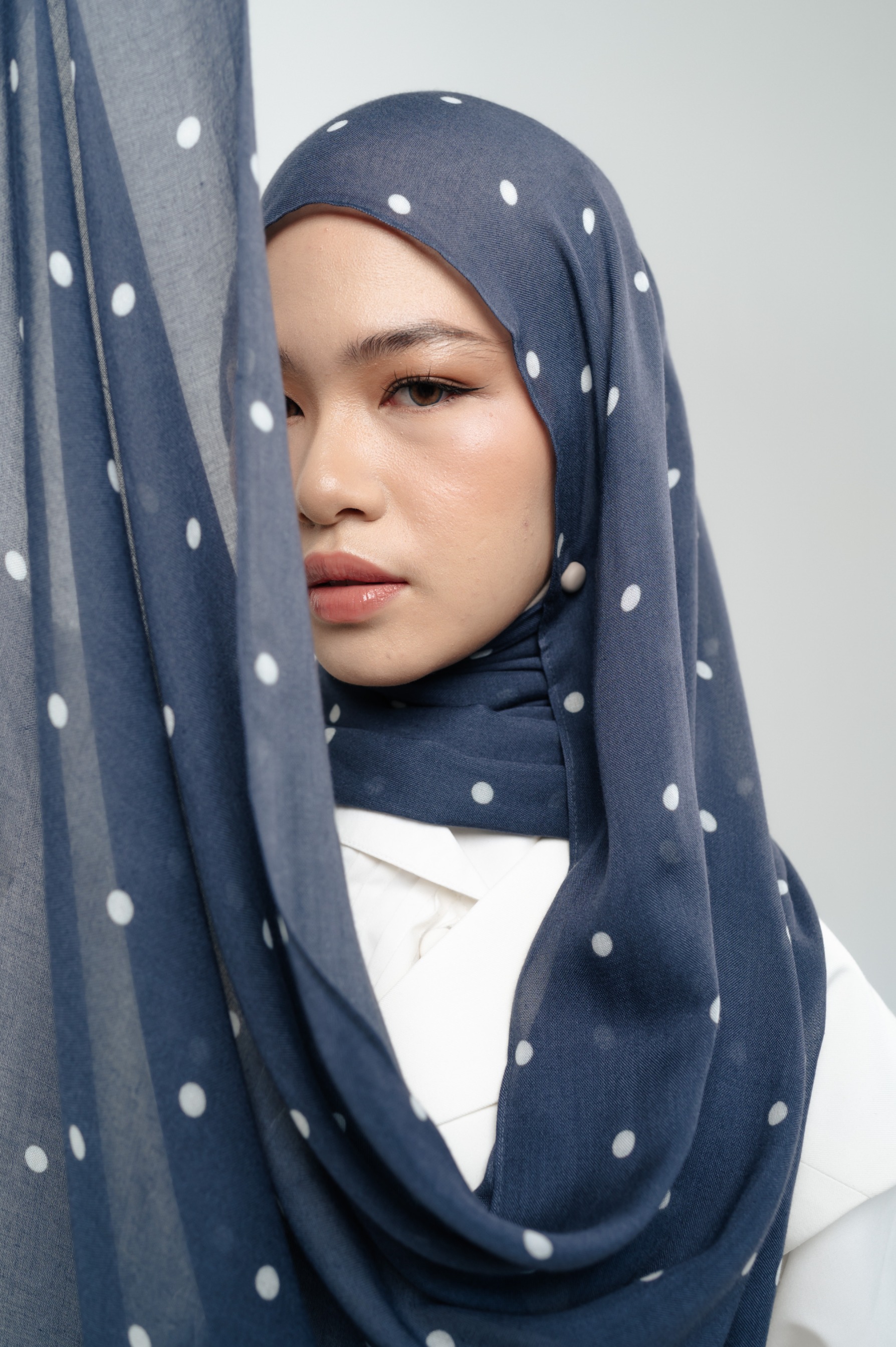 Polkadot Scarf Navy Confetti | Pashmina Printed Modals
