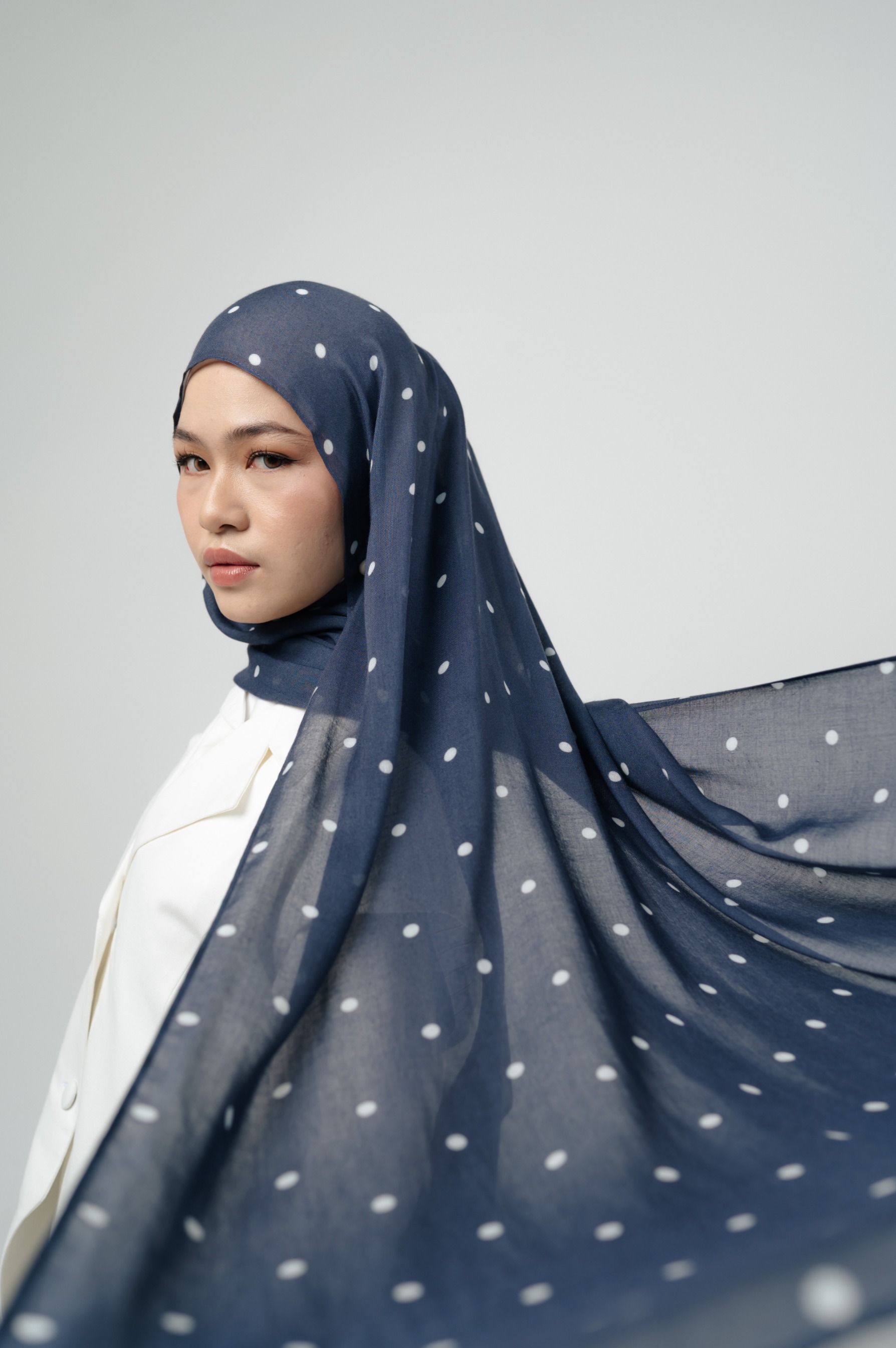 Polkadot Scarf Navy Confetti | Pashmina Printed Modals