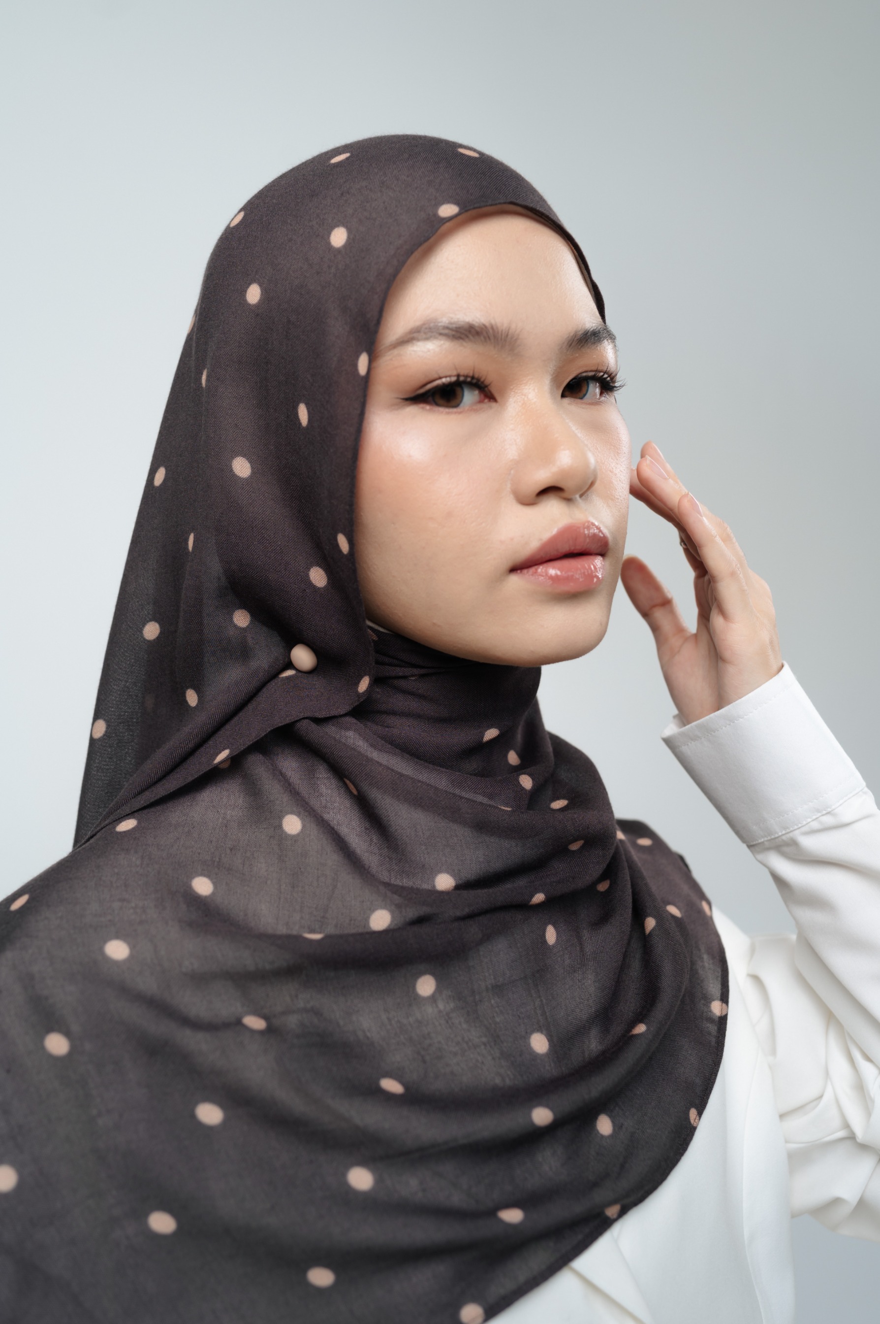 Polkadot Scarf Cocoa Pop | Pashmina Printed Modals
