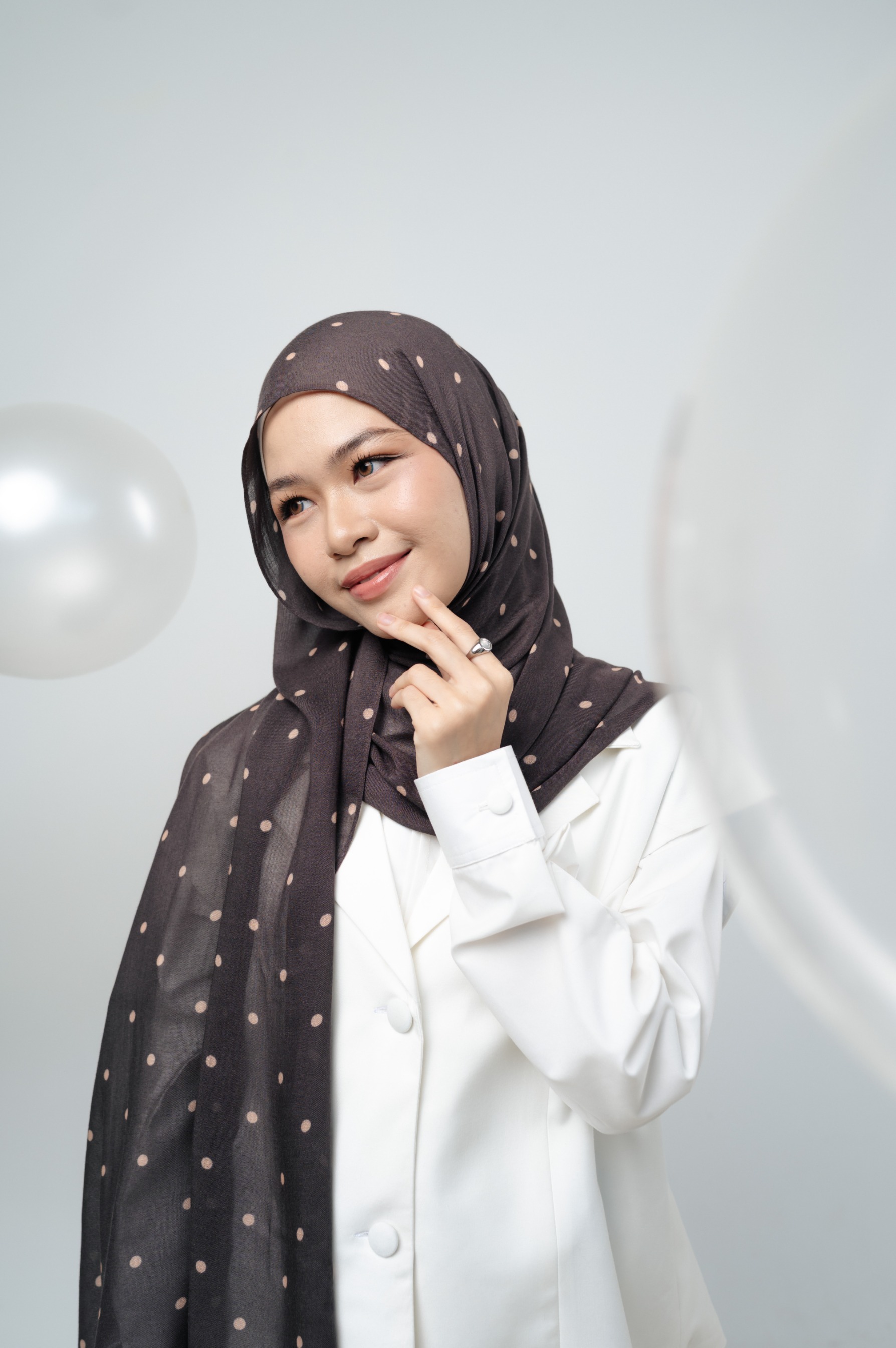 Polkadot Scarf Cocoa Pop | Pashmina Printed Modals