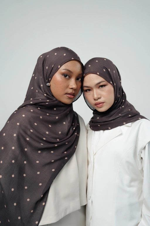 Image of Polkadot Scarf Cocoa Pop | Pashmina Printed Modals