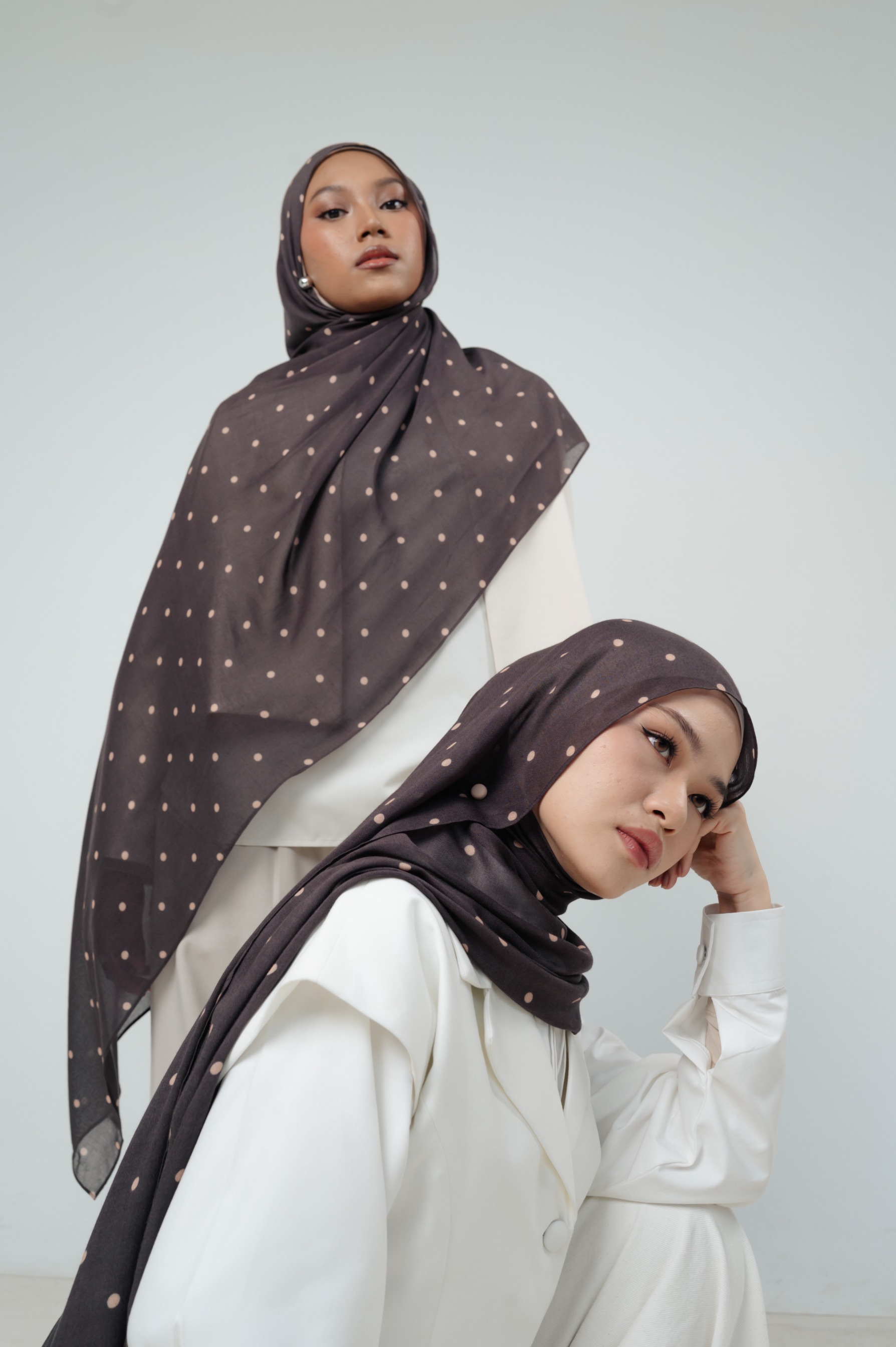Polkadot Scarf Cocoa Pop | Pashmina Printed Modals