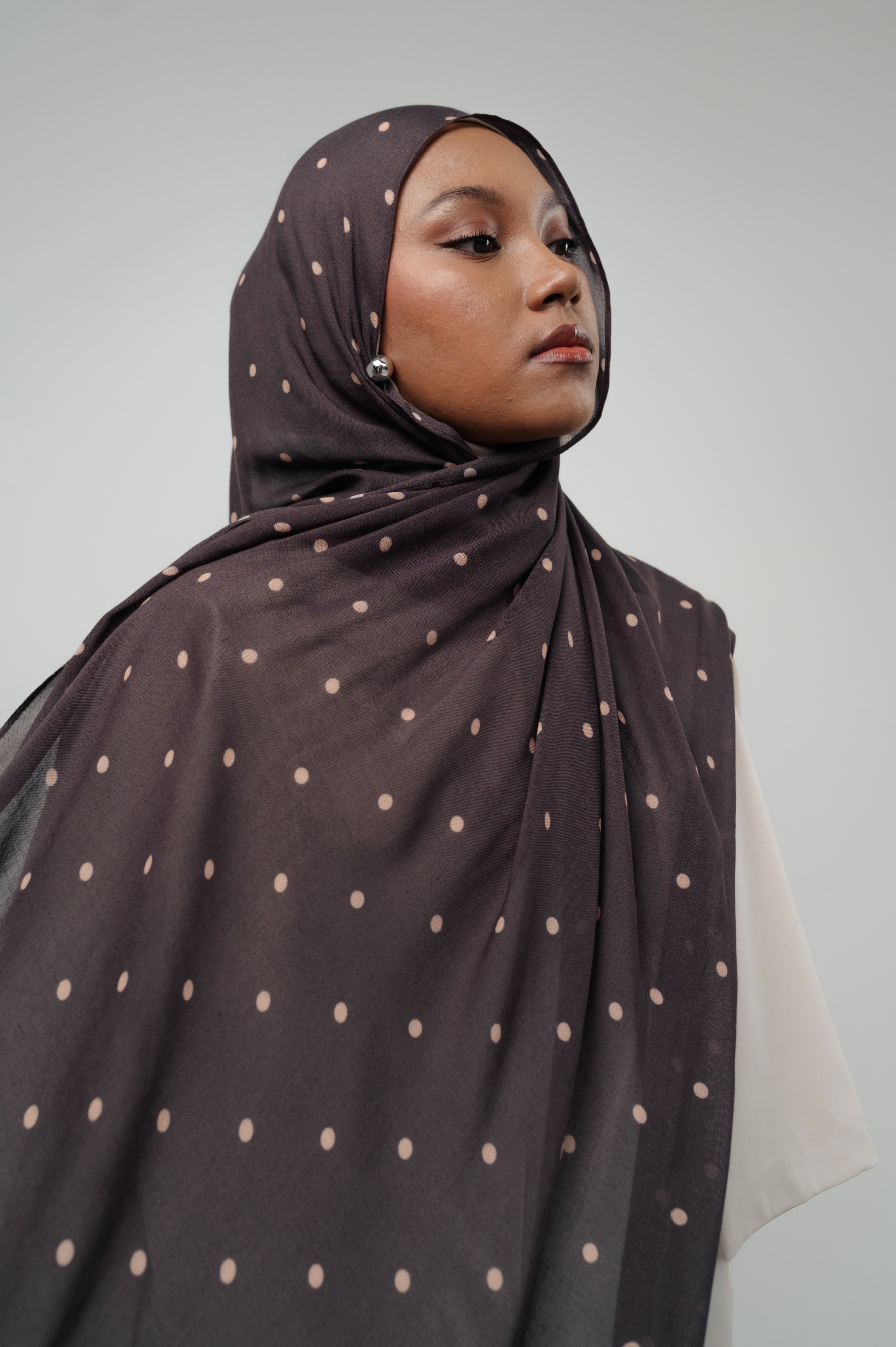Polkadot Scarf Cocoa Pop | Pashmina Printed Modals