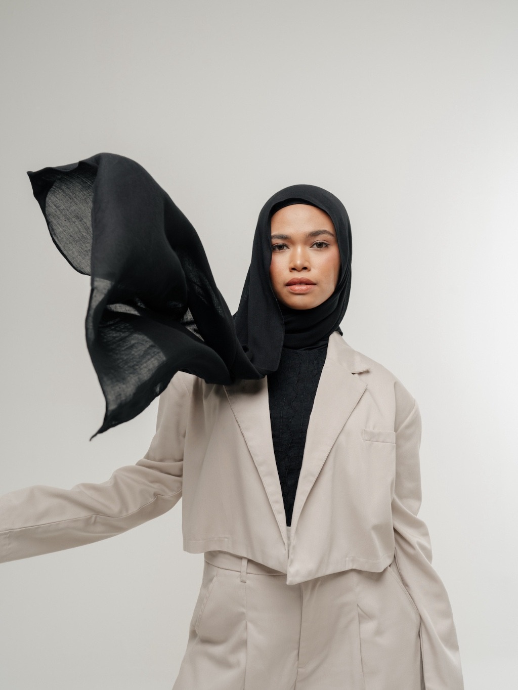 Sana Midnight Black | Pashmina Delicate Rayon