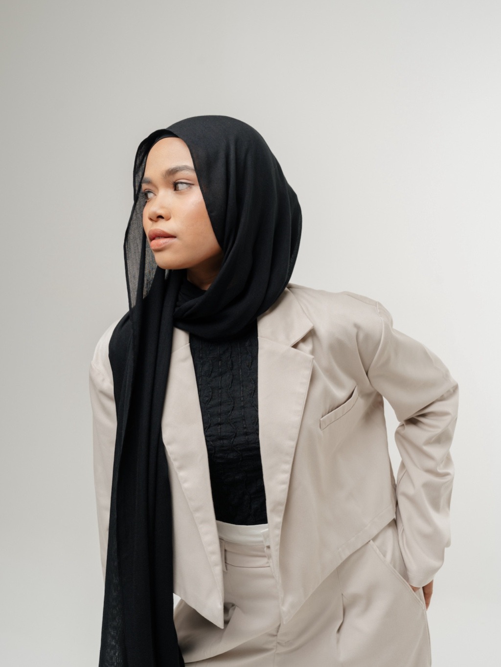 Sana Midnight Black | Pashmina Delicate Rayon