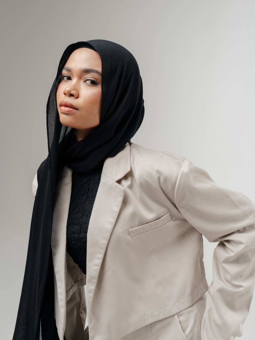 Sana Midnight Black | Pashmina Delicate Rayon
