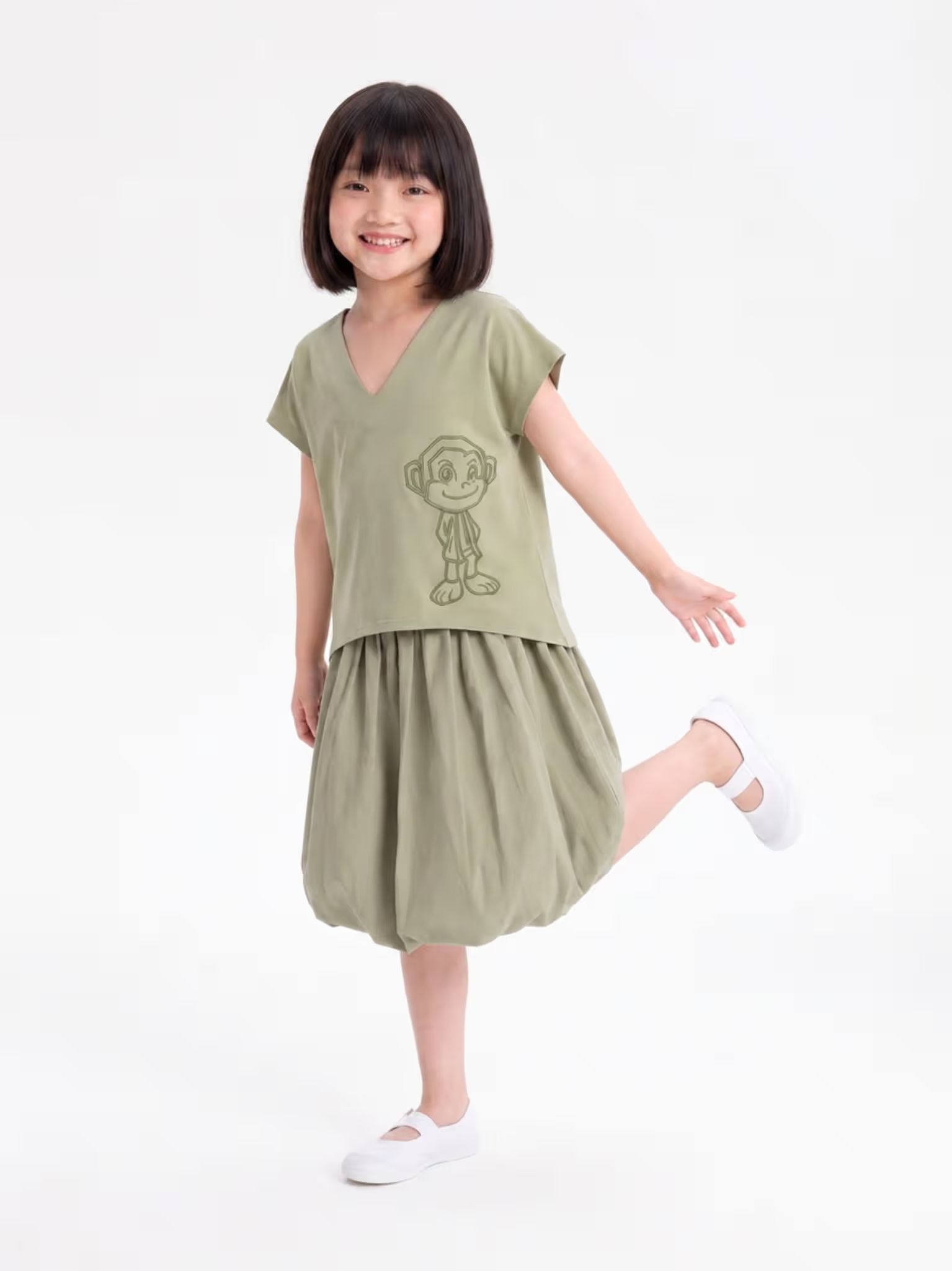 KEYTABEE | BAJU ANAK V-NECK LINEN KEYTABEE – KARAKTER BORDIR PREMIUM