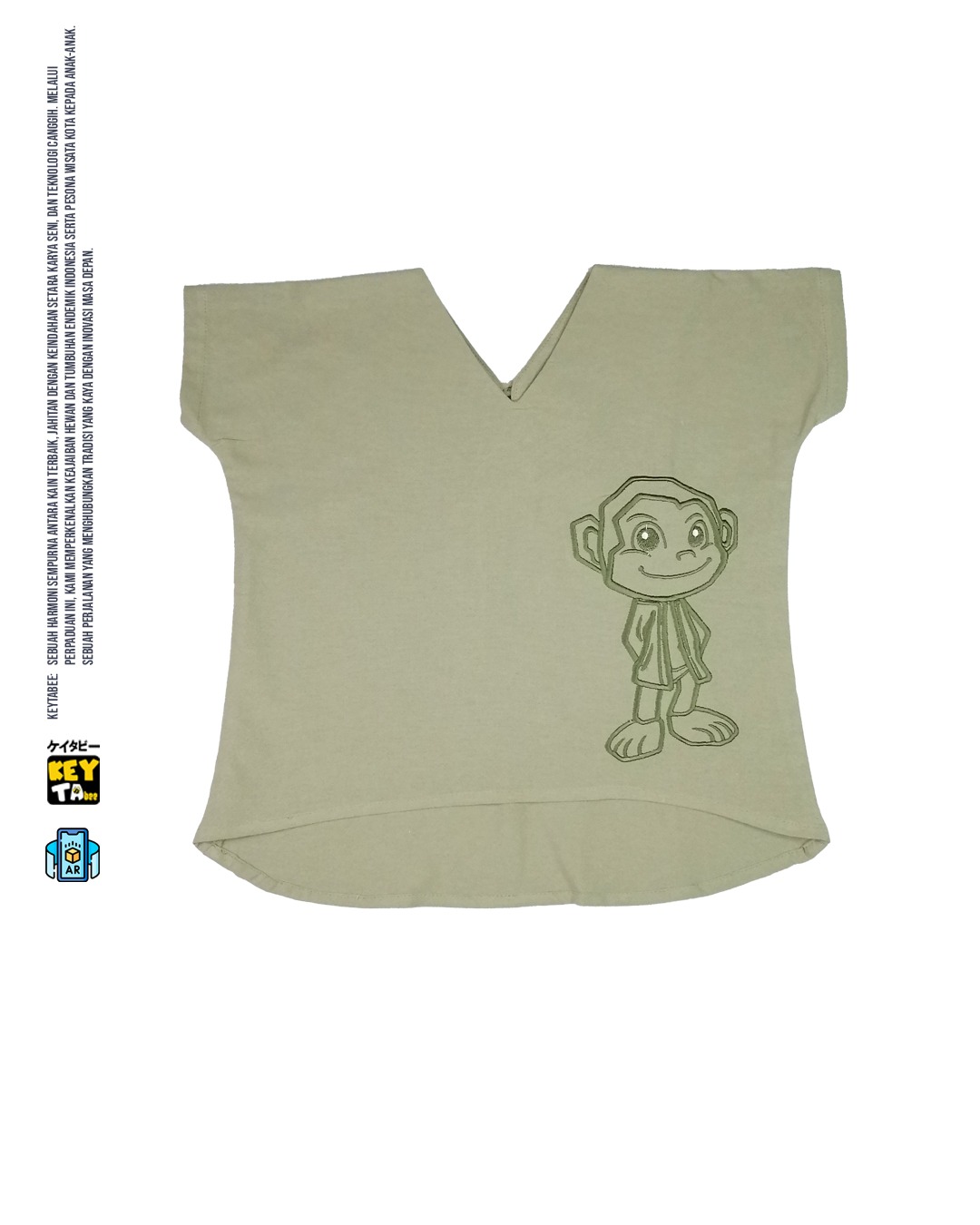 KEYTABEE | BAJU ANAK V-NECK LINEN KEYTABEE – KARAKTER BORDIR PREMIUM