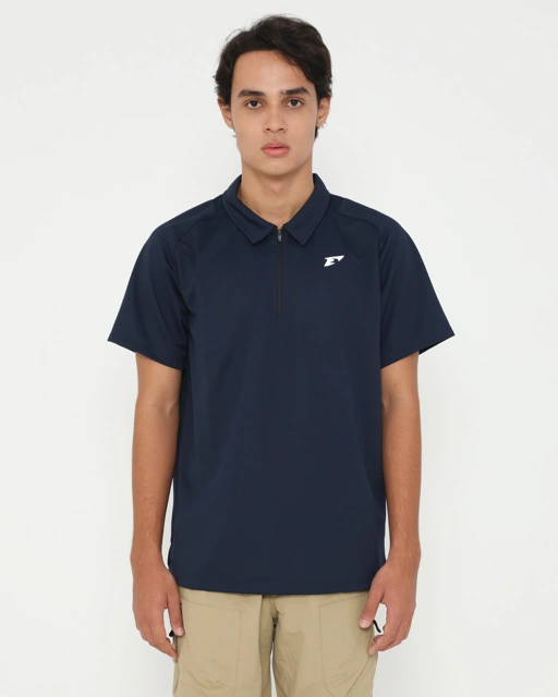 Image of Erspo 2025 Polo Shirt Zipper Cut Sewn Navy