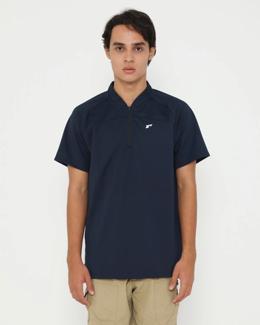 Image of Erspo 2025 Polo Shirt Zipper V-Neck Navy