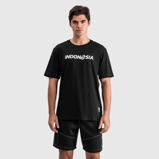 Image of Erspo Timnas T-Shirt Oversized Indonesia White on Black