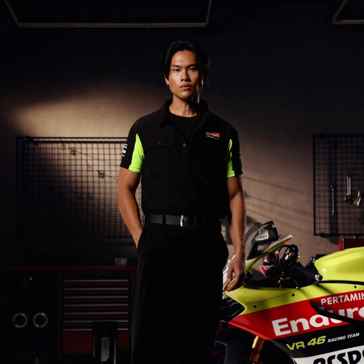 Image of Erspo VR46 2025 Work Shirt Racing Team Black Green