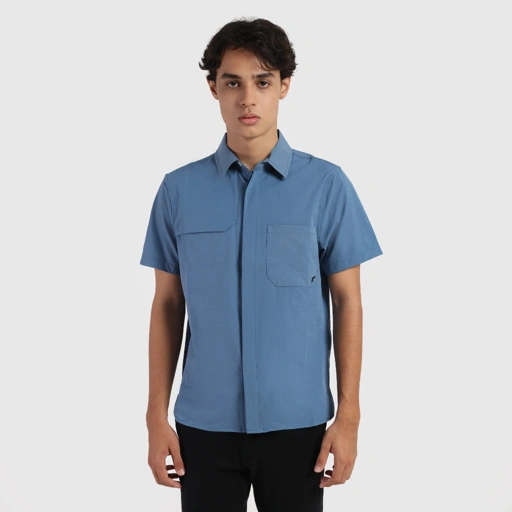 Image of Erspo 2025 Short Sleeve Shirt Single Side Flap Blue Fin