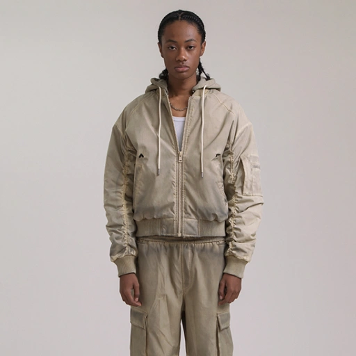 Image of [PRE-ORDER] Erspo X Byon Hooded Washed Bomber Jacket