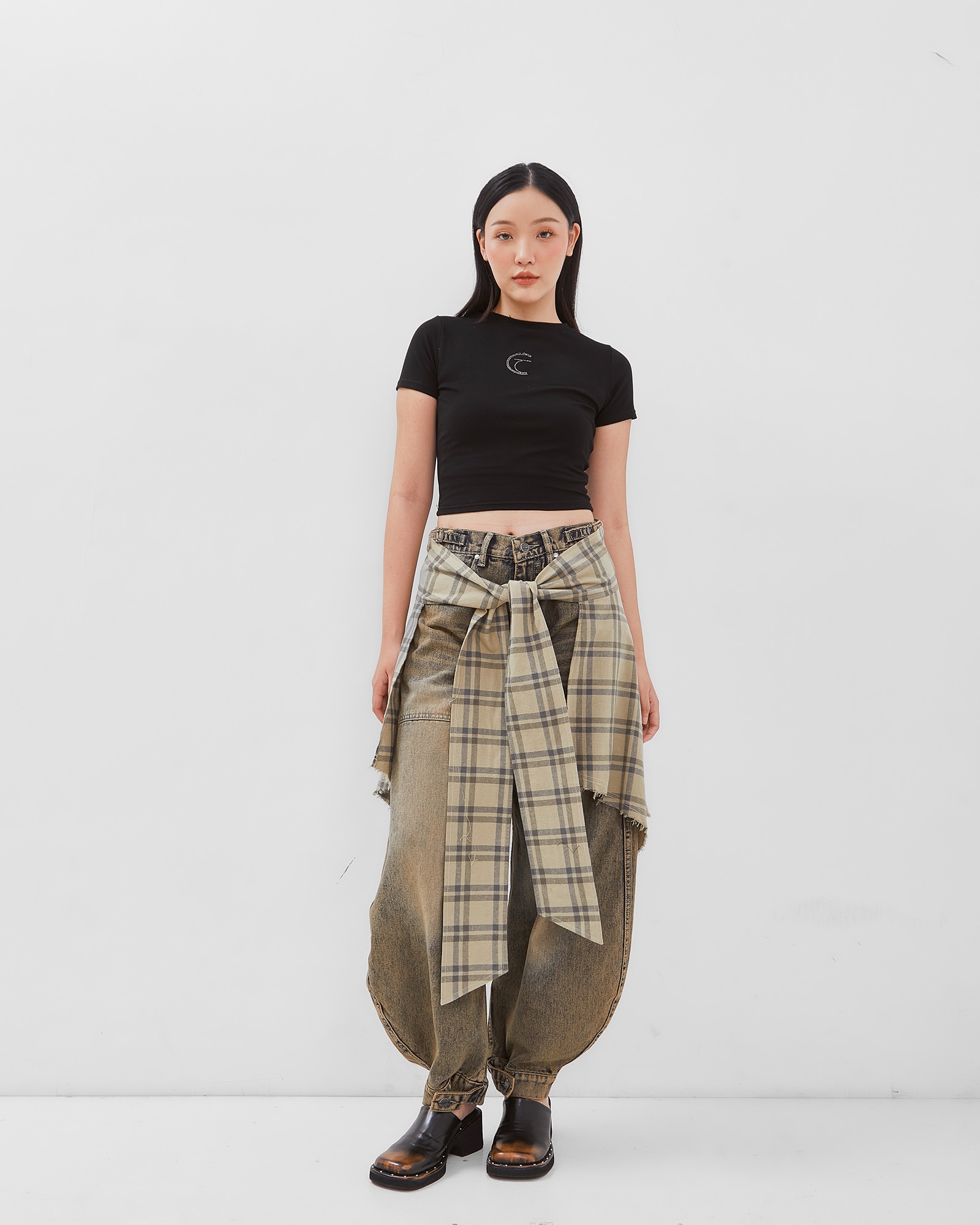 CATHA - Semi Carpenter Washed Adjustable Leg Baloon Line Up Jeans