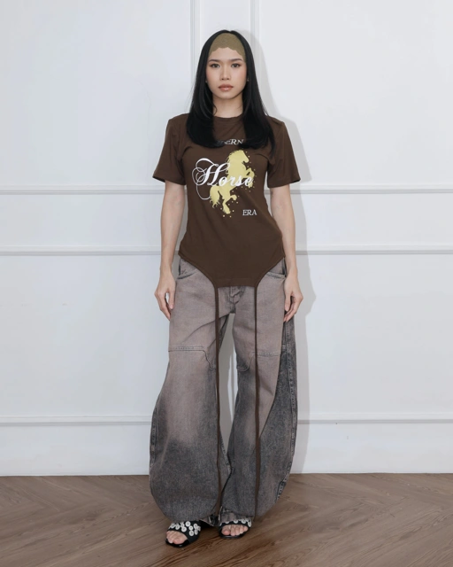 Image of Semi Carpenter Washed Adjustable Leg Baloon Line Up Jeans