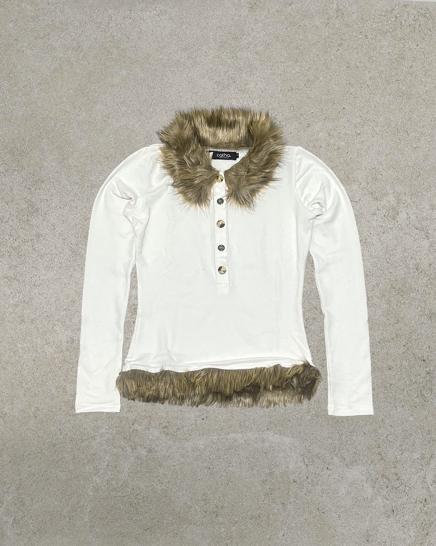 Fur Collar Knit Top