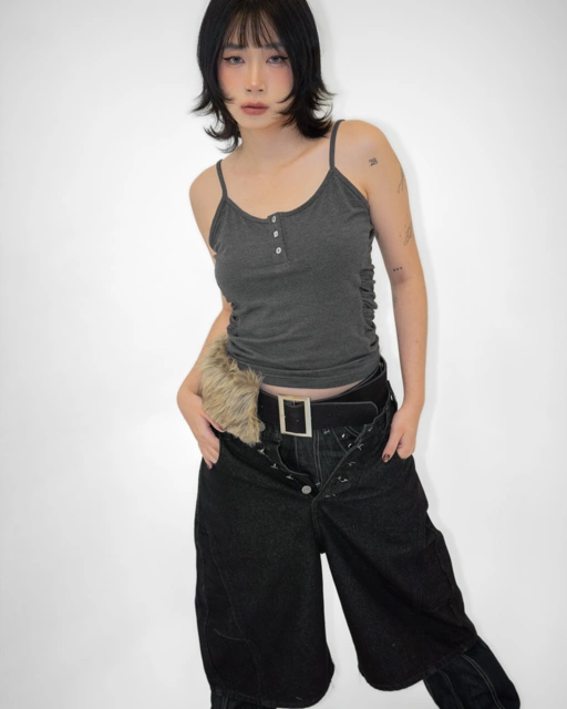 Image of CATHA - Side Ruched Knit Tanktop