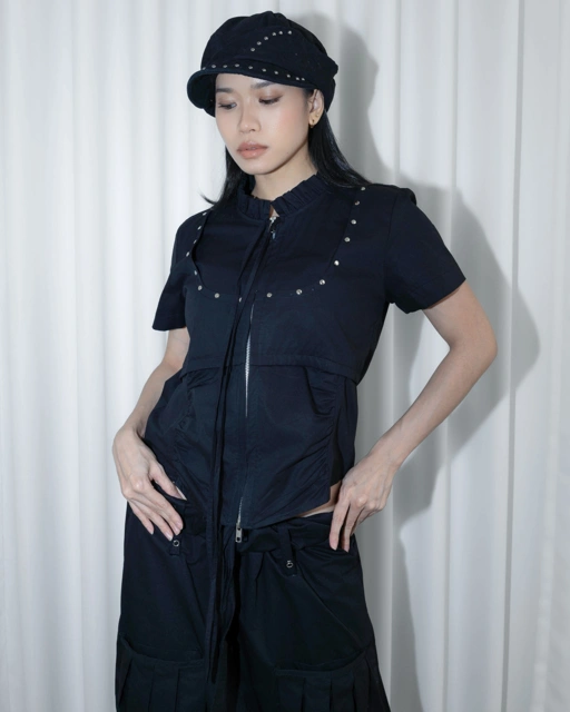 Blade Ruffle Stud Top