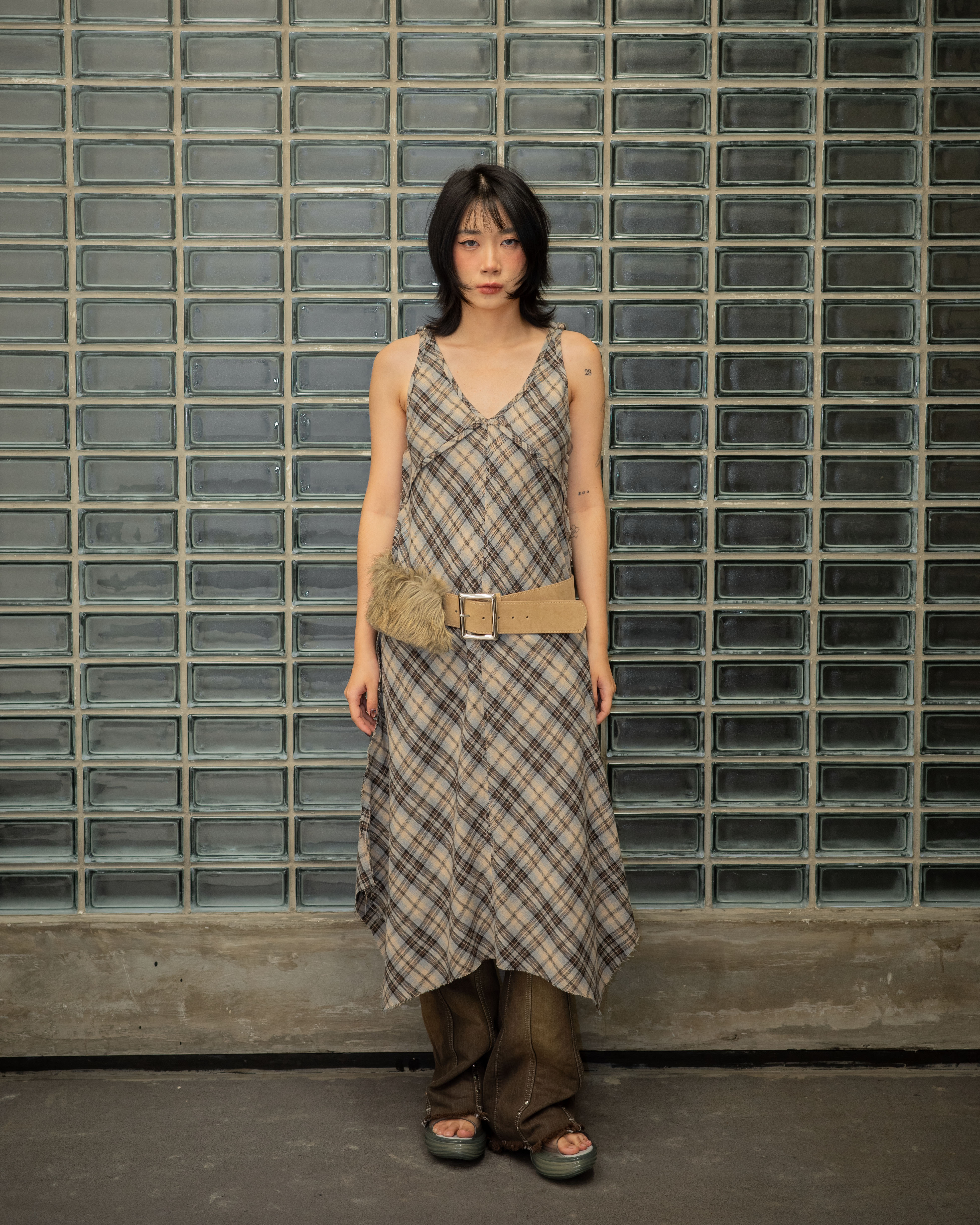 Checkered Asymmetric Dress