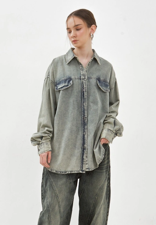 Image of CATHA - Snow Wash Denim Overshirt