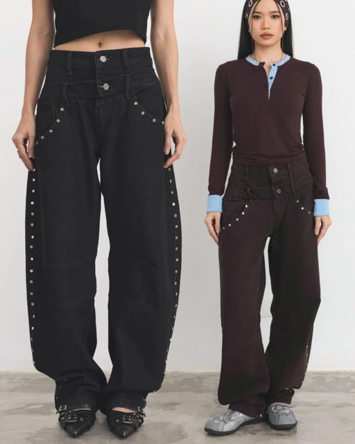 Image of CATHA - Riveted Double Waist Jeans