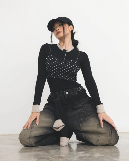 Image of CATHA - Polka Dot Layer Top