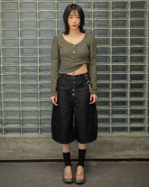 Image of CATHA - Line Up Eyelet Baggy Jorts