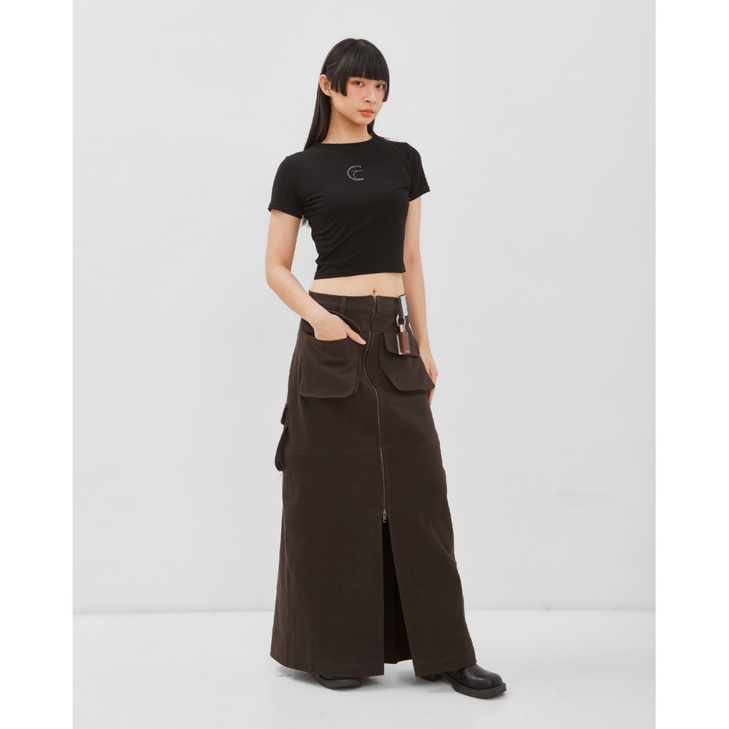 Mova Zip Cargo Long Skirt