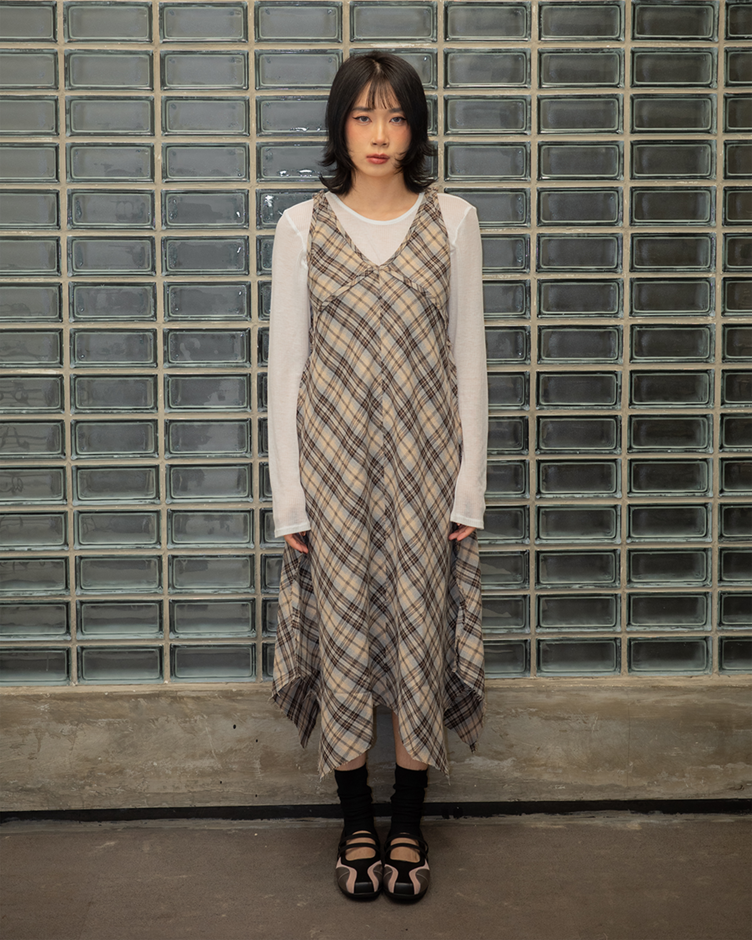 Checkered Asymmetric Dress