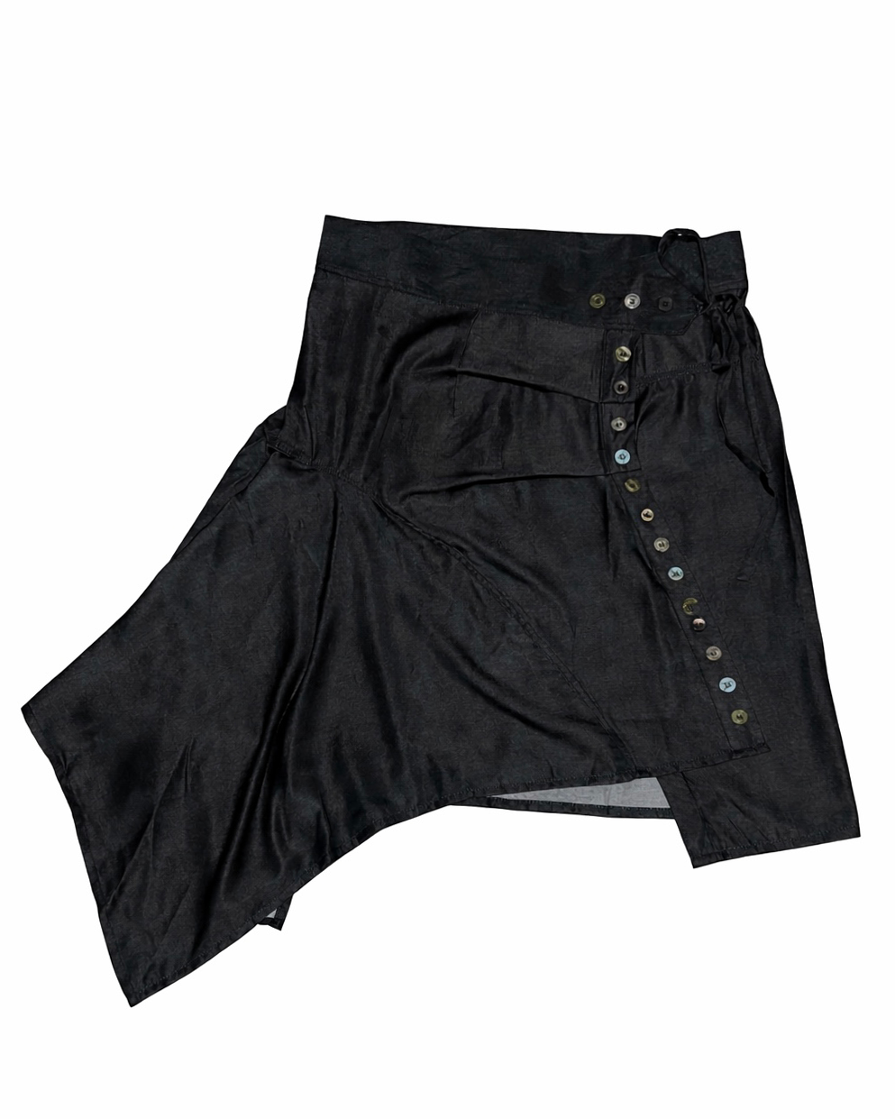 Noir Buttons Wrapped Skirt