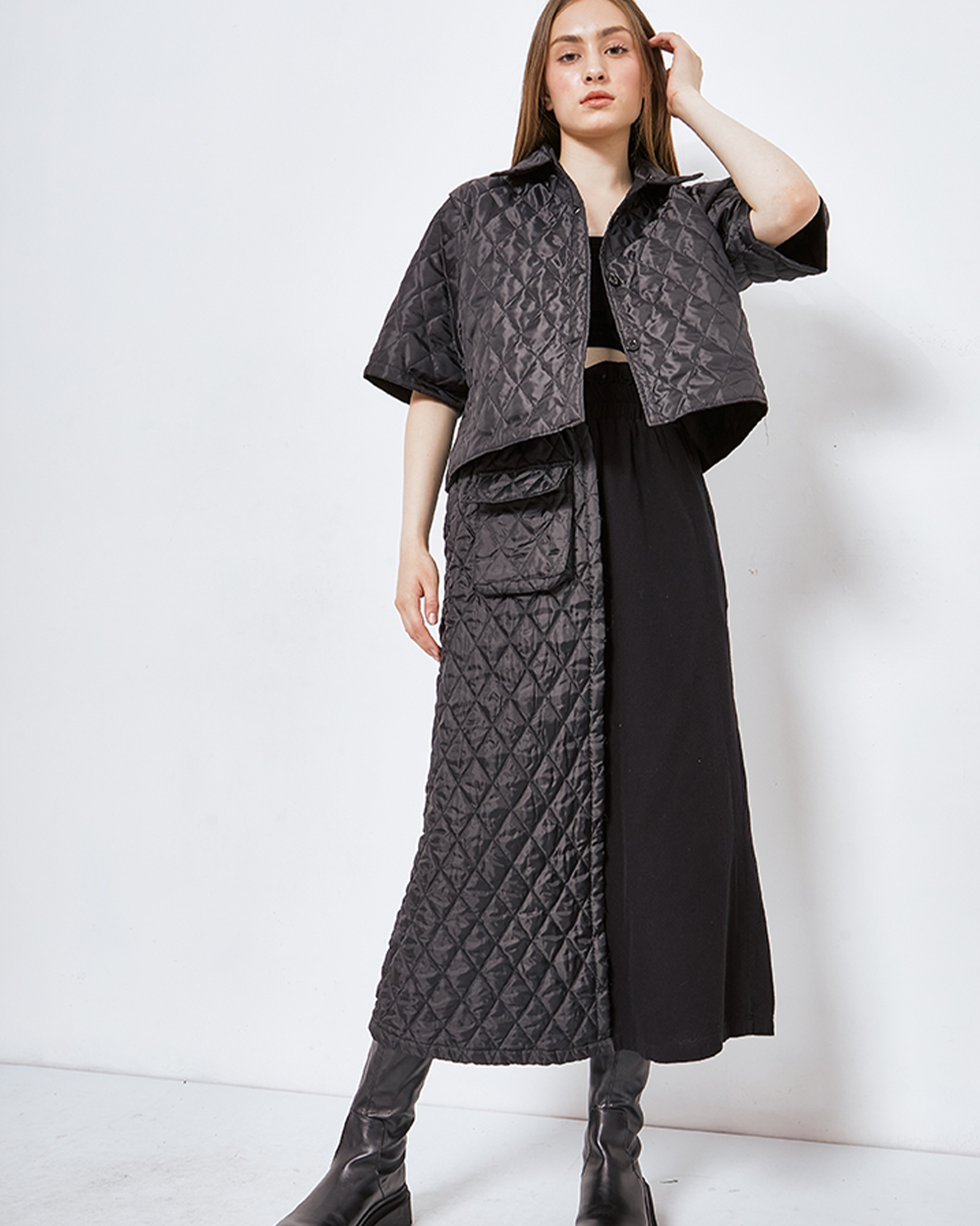 Highwaist Quilted Half Skirt