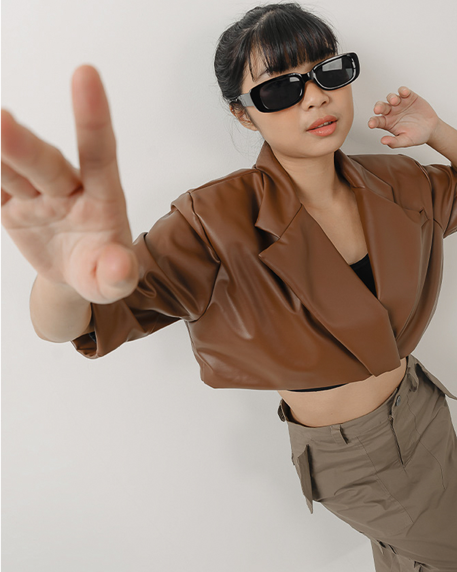 Lisa Leather Crop Blazer