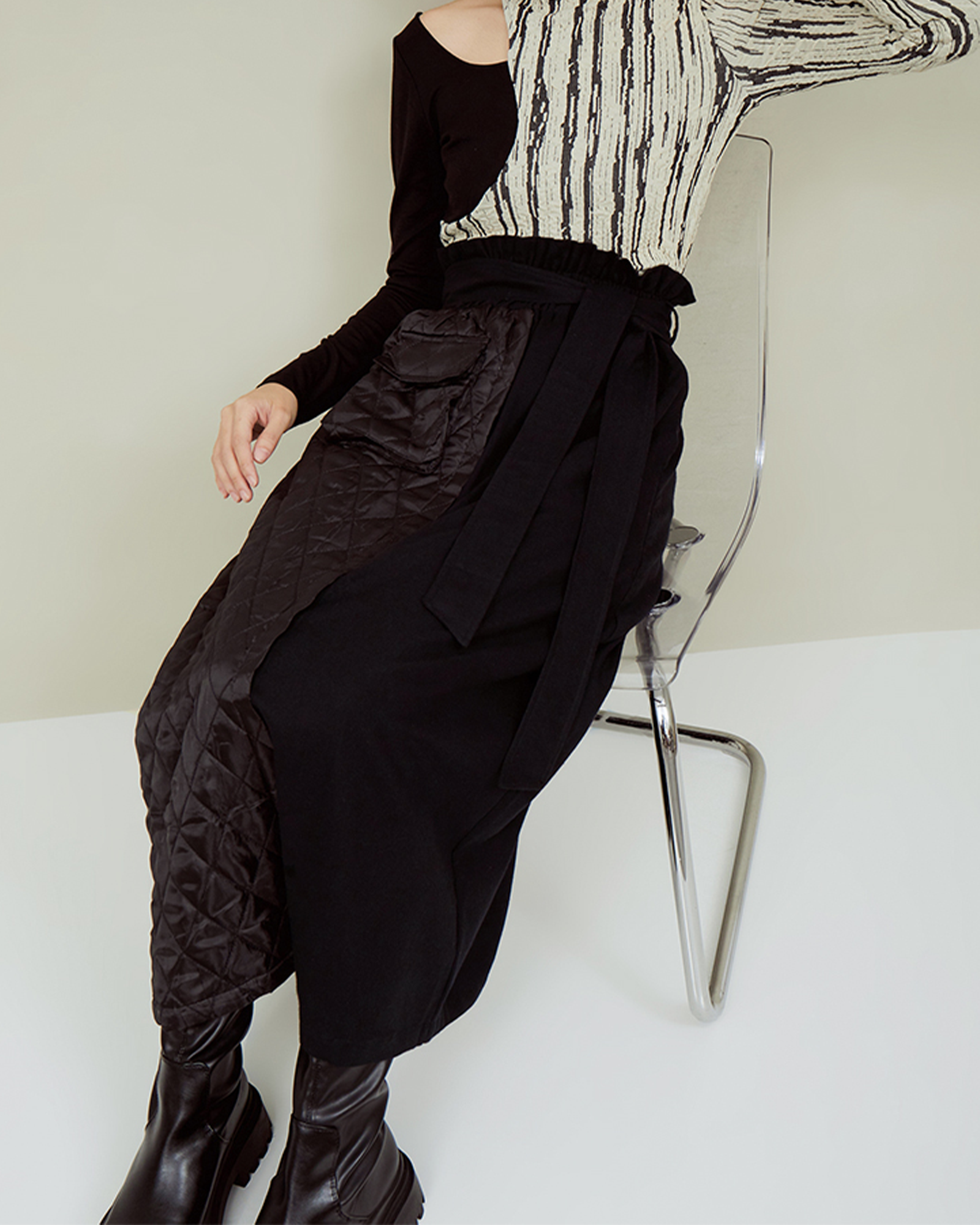 Highwaist Quilted Half Skirt
